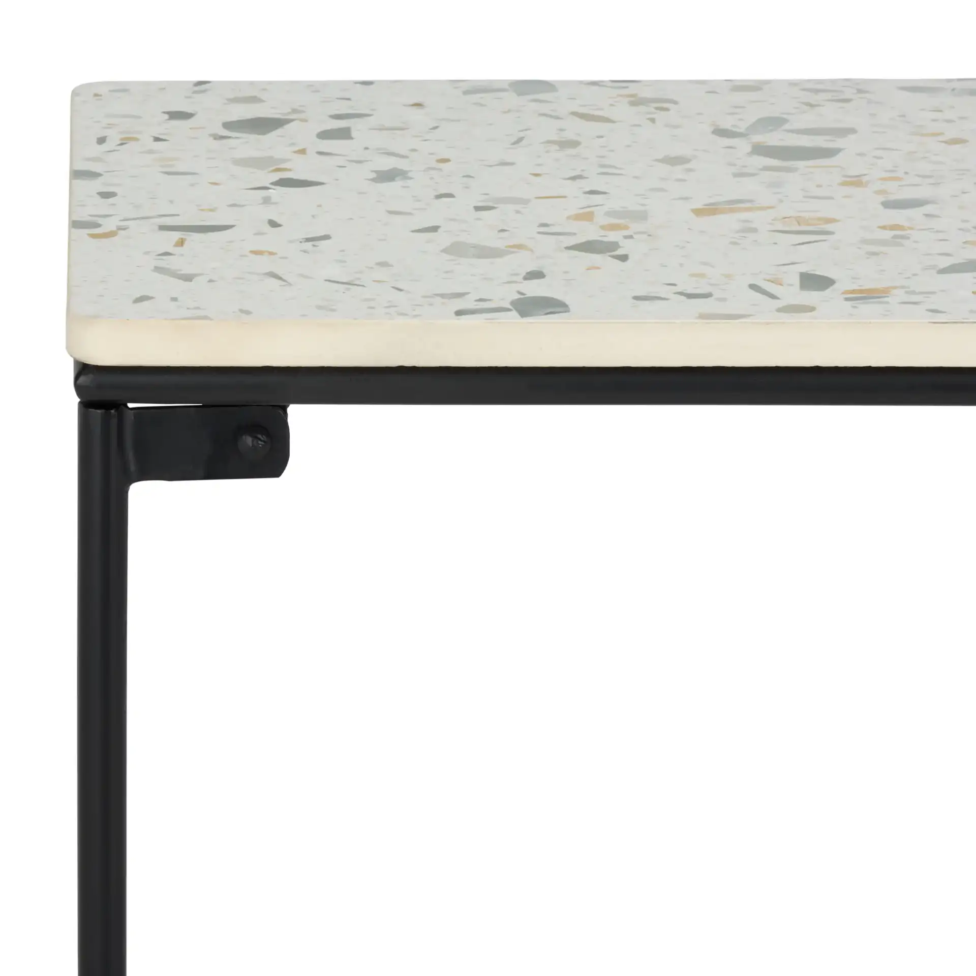 Amelina Ceramic Console Table in Gray / Black in a styled room