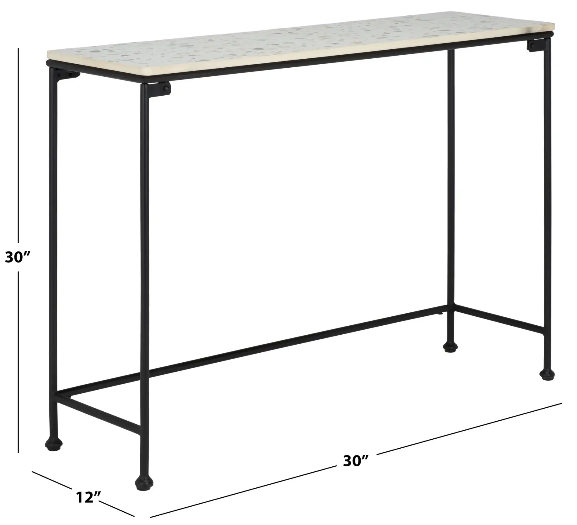 Amelina Ceramic Console Table in Gray / Black, detail view