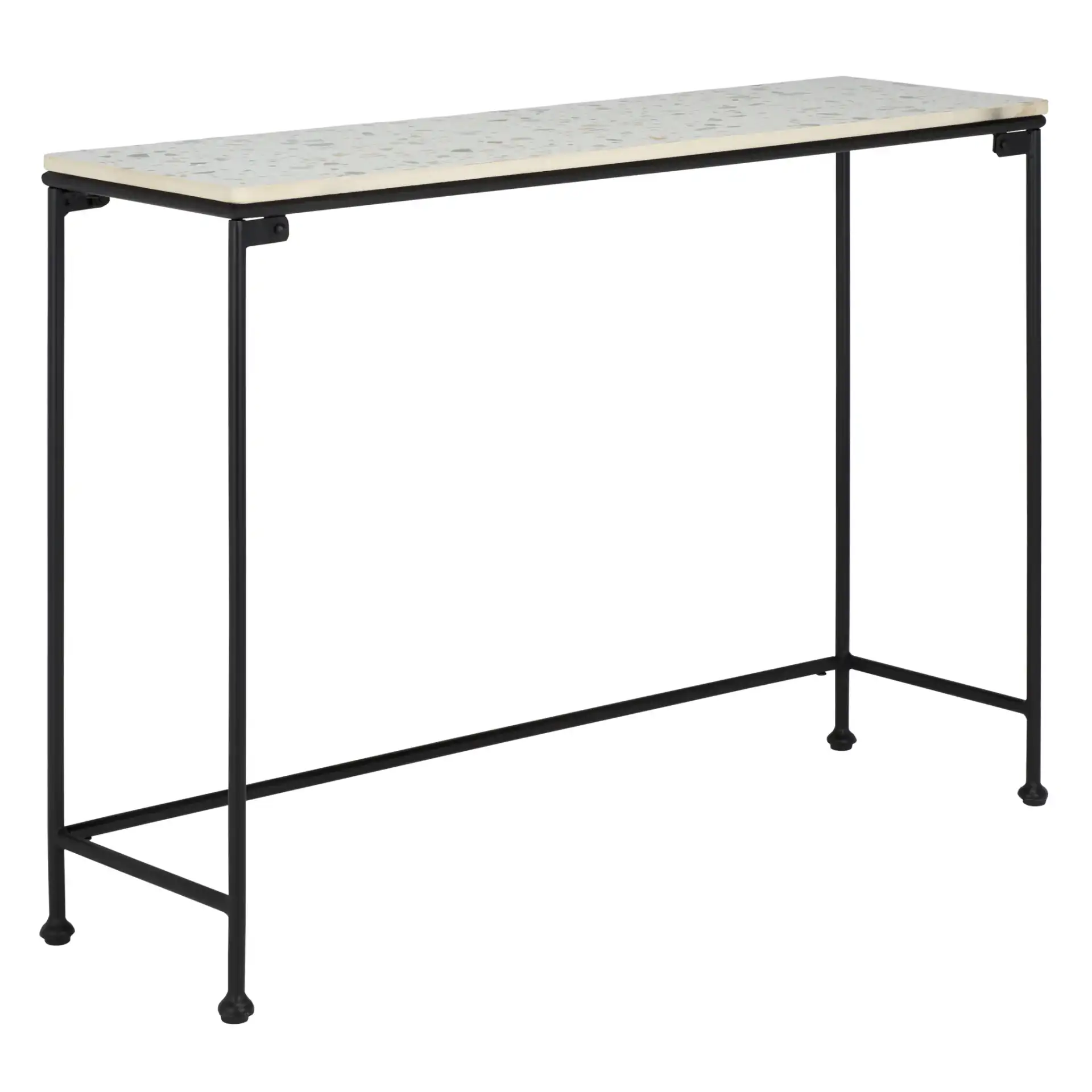 Amelina Ceramic Console Table in Gray / Black, detail view