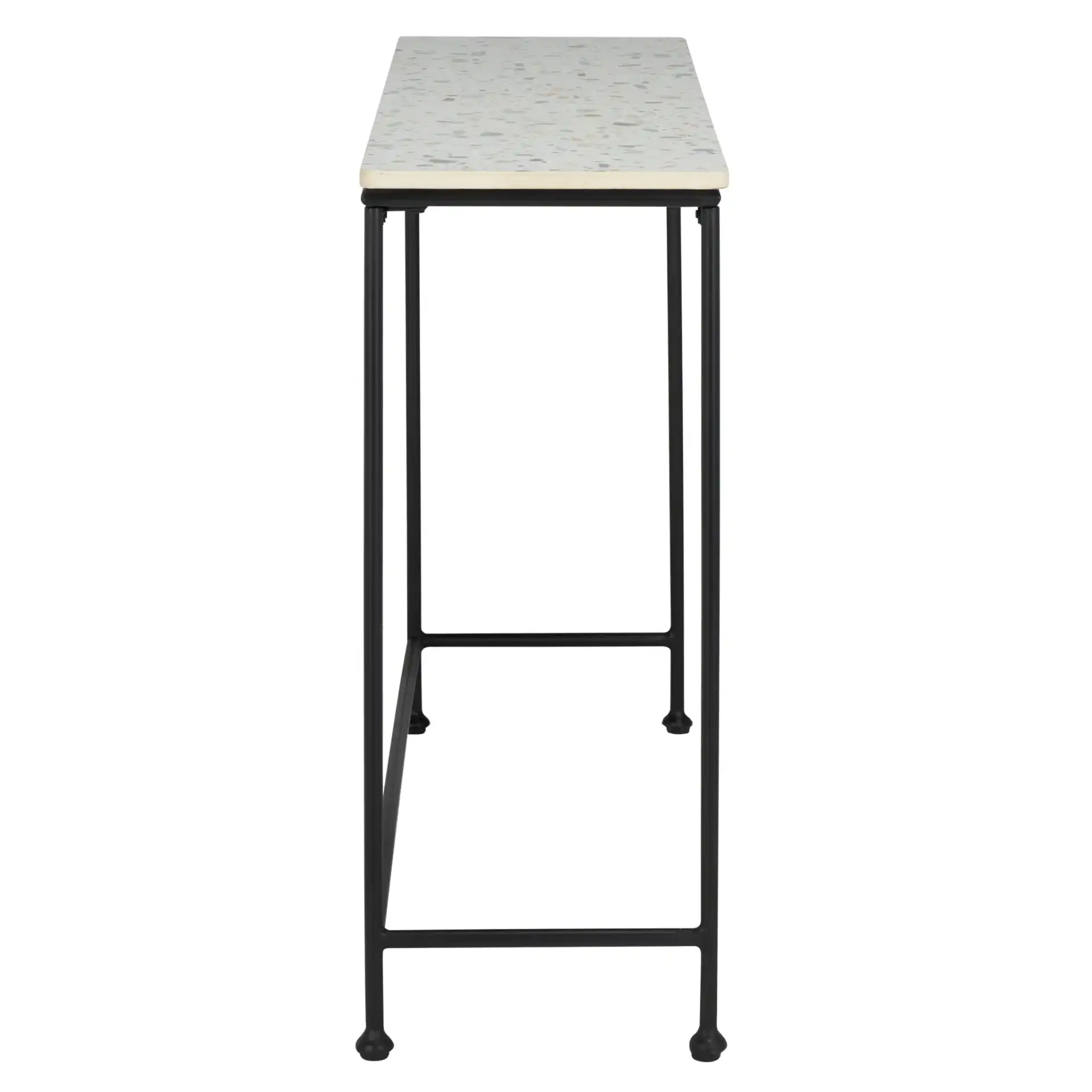 Amelina Ceramic Console Table in Gray / Black, detail view