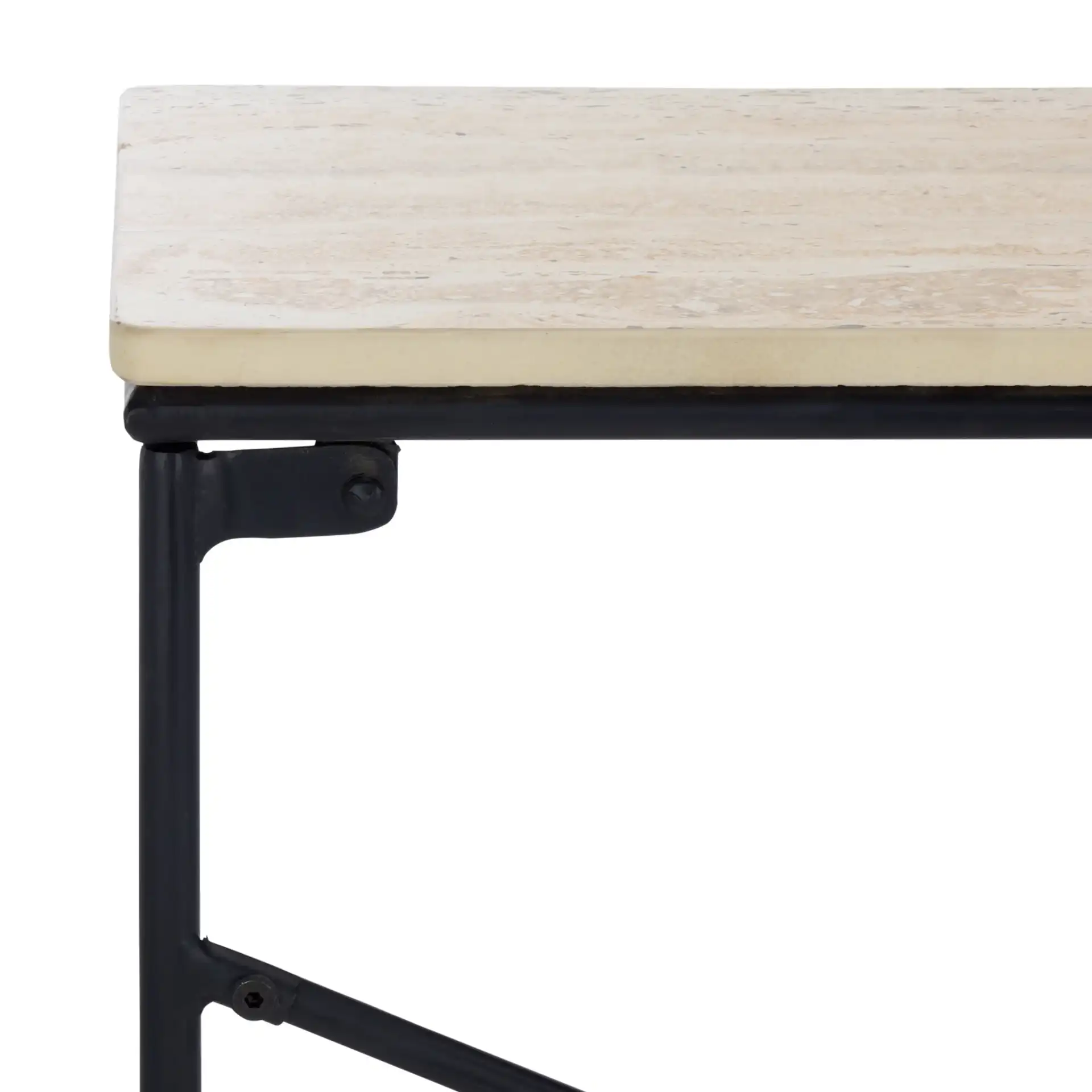 Lenin Ceramic Console Table in Beige / Black in a styled room