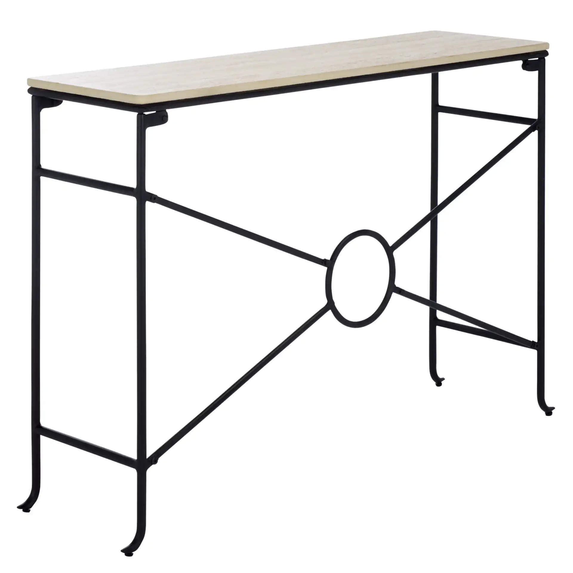 Lenin Ceramic Console Table in Beige / Black, detail view