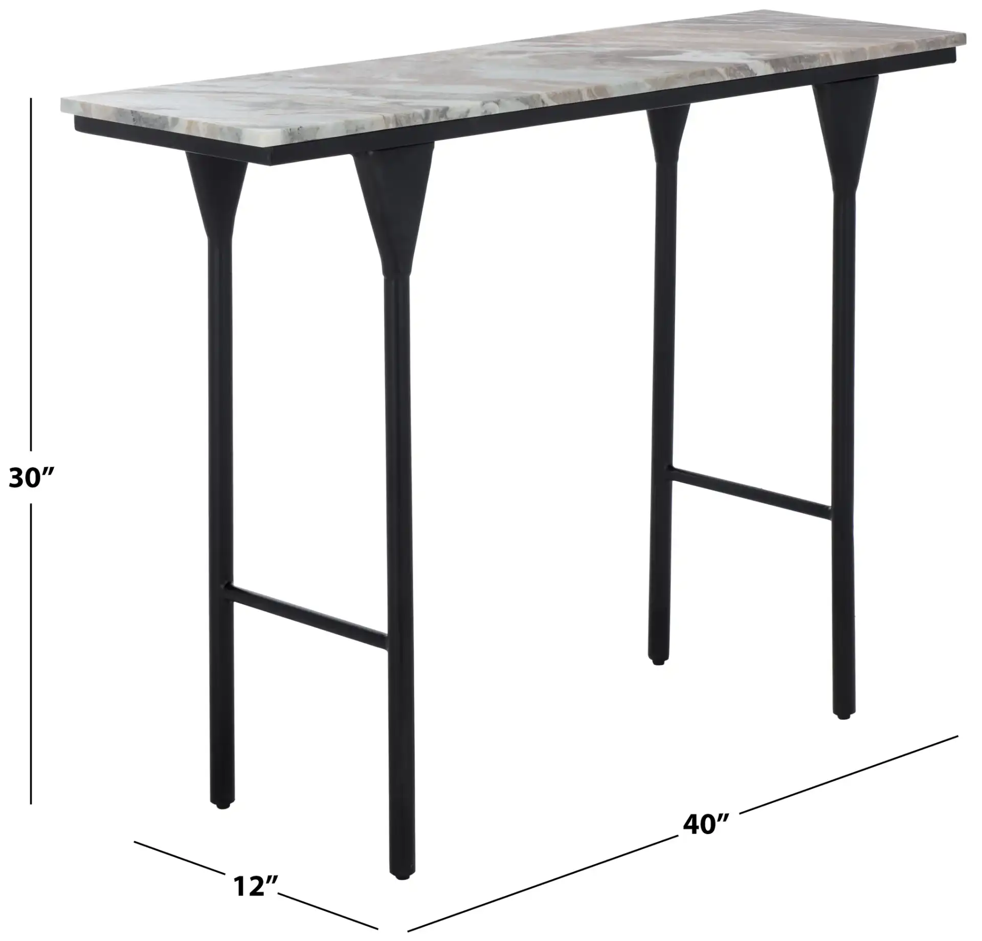 Frederick Marble Console Table in Brown Gray / Black, detail view