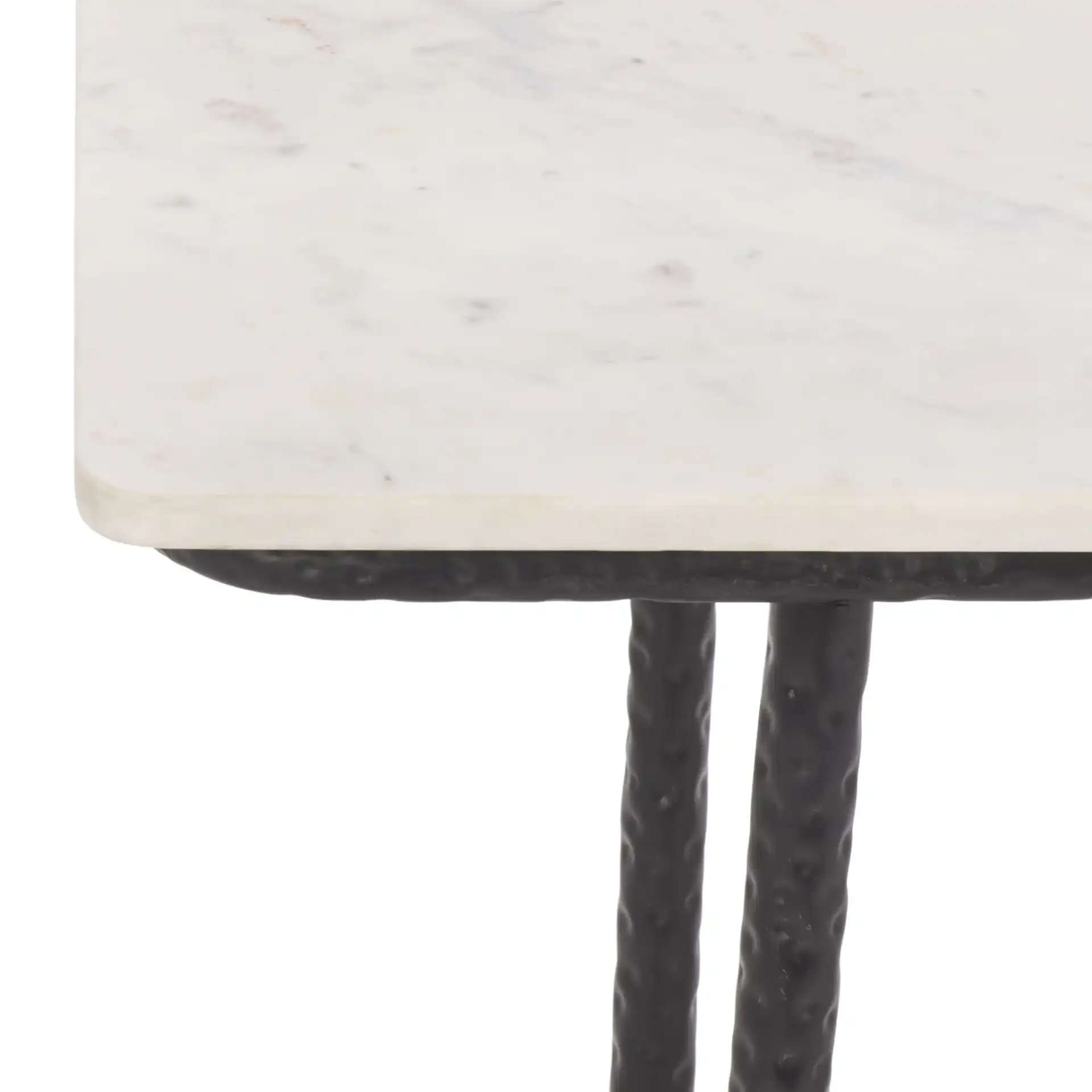 Raisa Marble Console Table in White / Black in a styled room