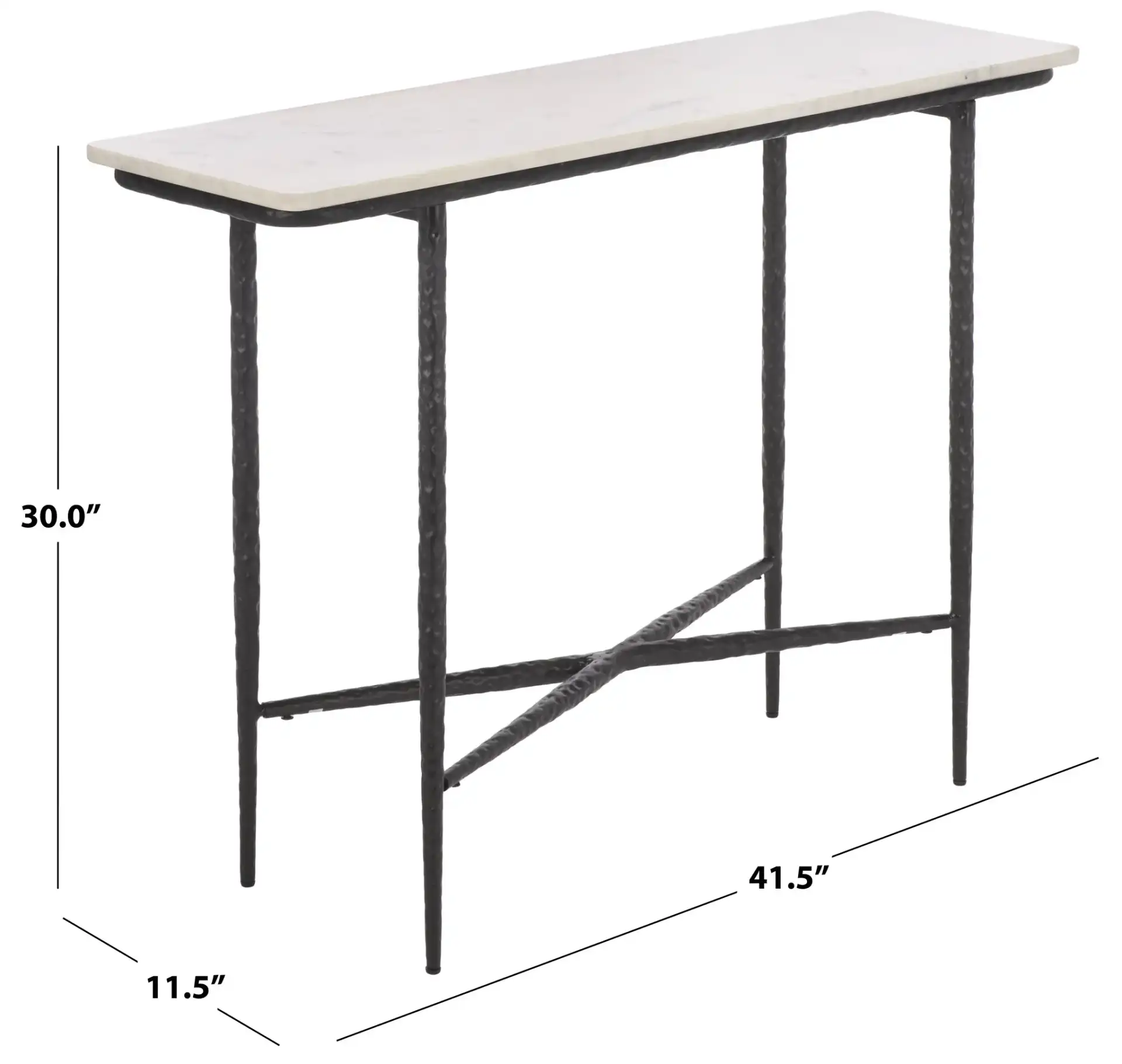 Raisa Marble Console Table in White / Black, detail view