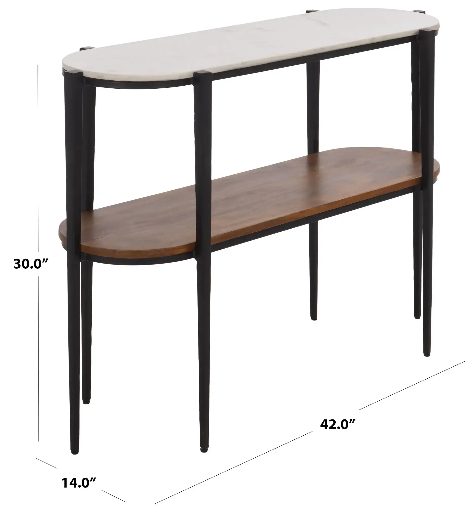 Shani 2 Tiered Console Table in Black / Natural White, detail view