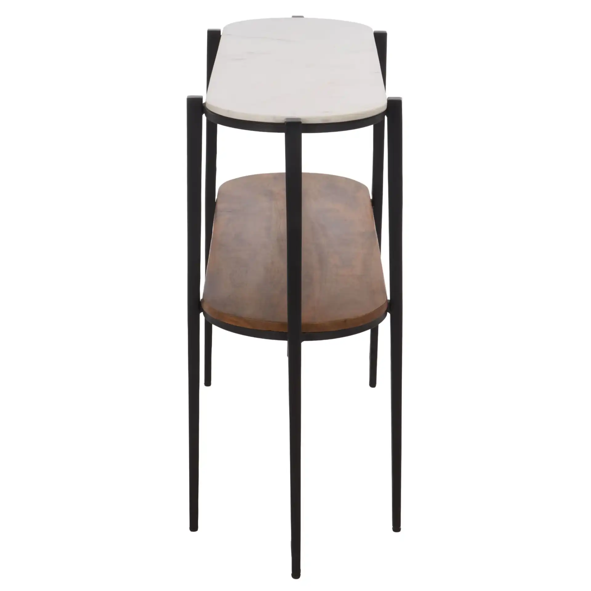 Shani 2 Tiered Console Table in Black / Natural White, detail view