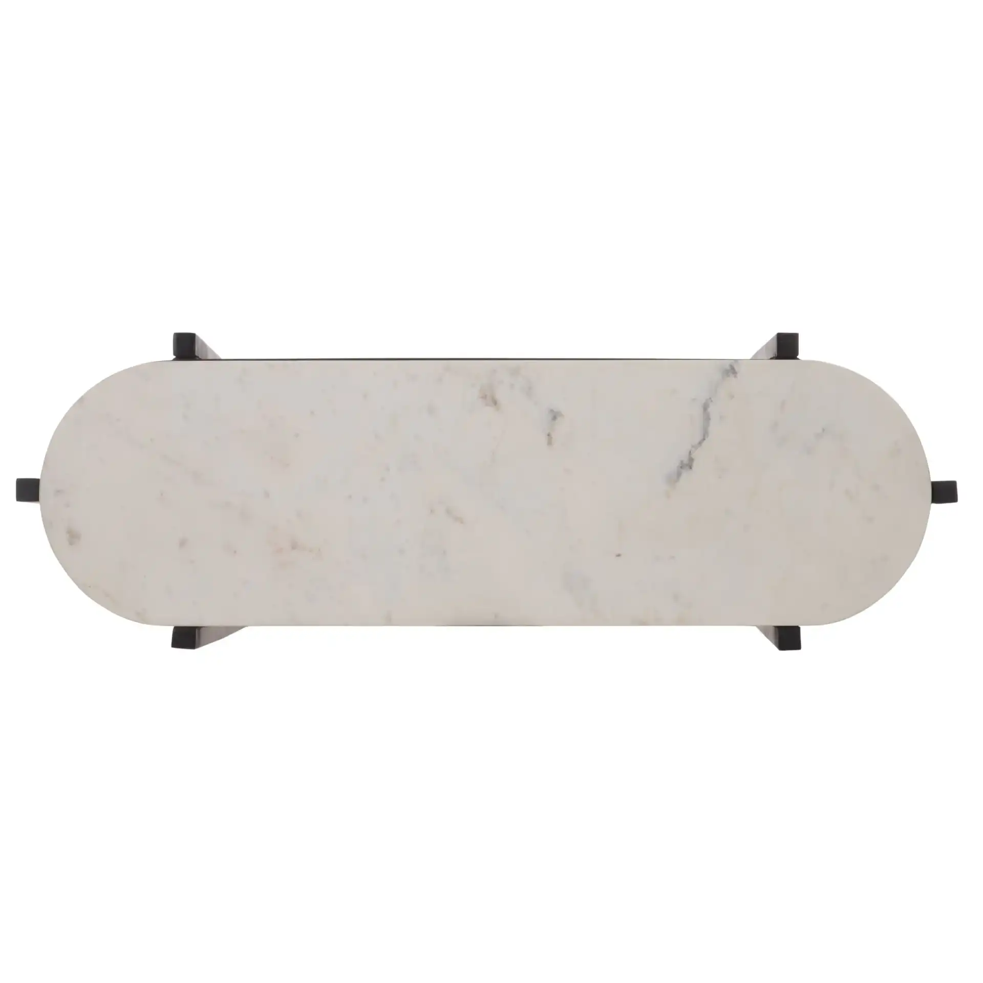 Shani 2 Tiered Console Table in Black / Natural White, detail view