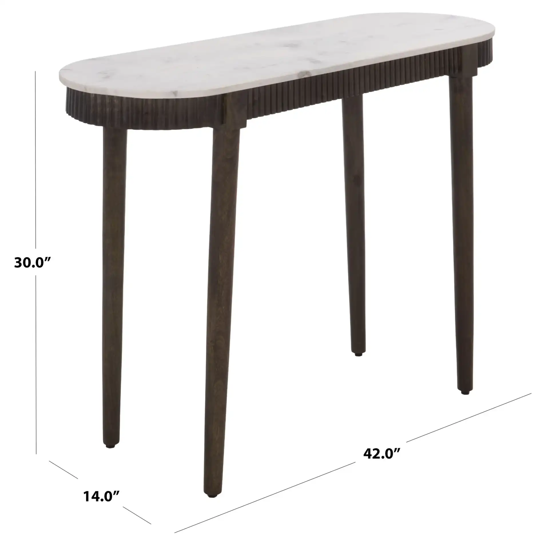 Lorraine Marble Console Table in Smokey Gray Brown / White, detail view