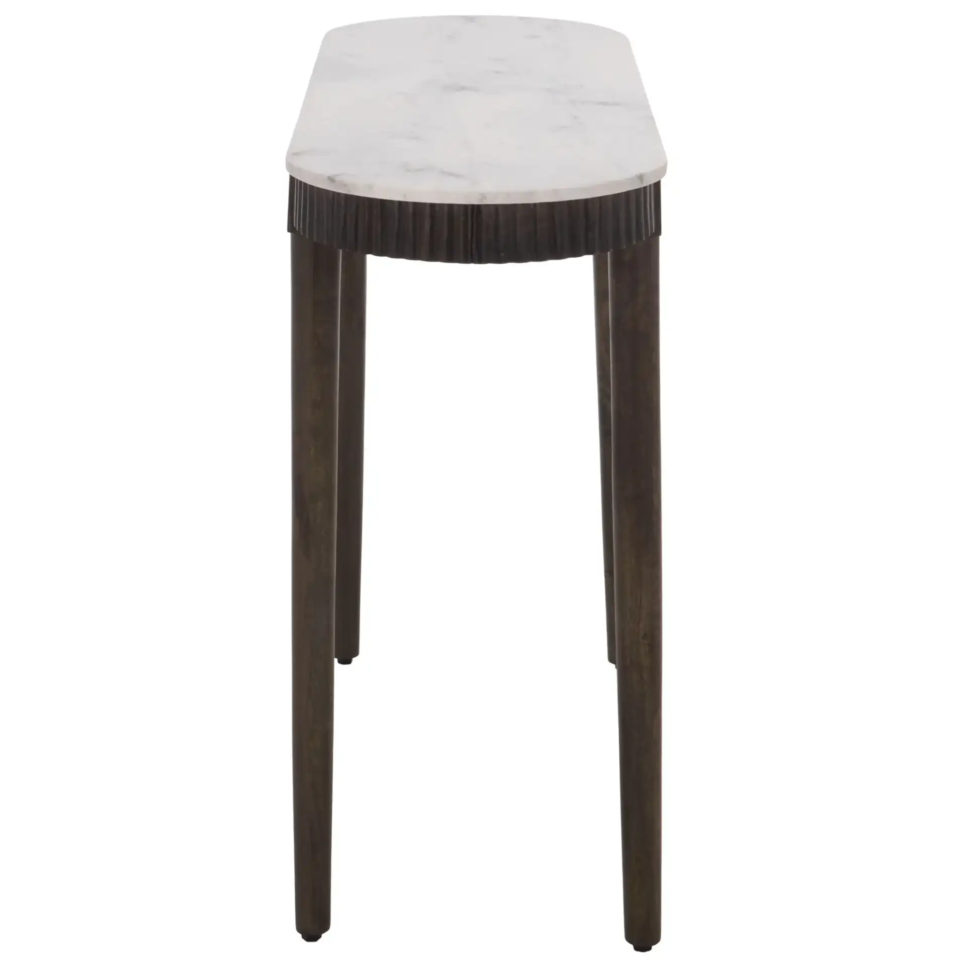 Lorraine Marble Console Table in Smokey Gray Brown / White, detail view