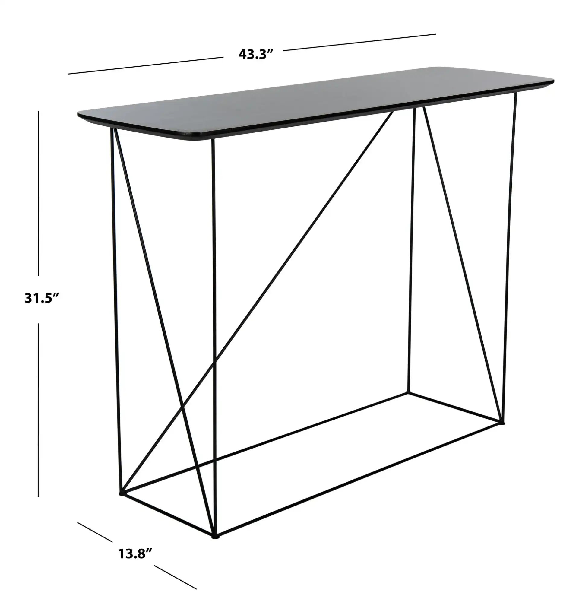 Rylee Rectangle Console Table in Dark Gray / Black, detail view