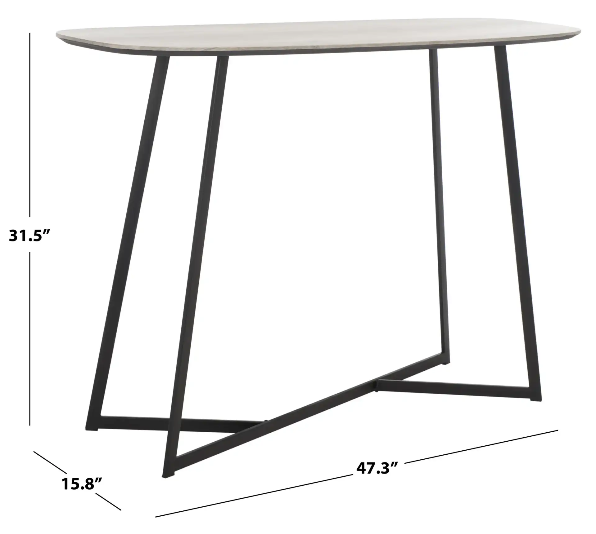 Arrington Console Table in White / Black, detail view