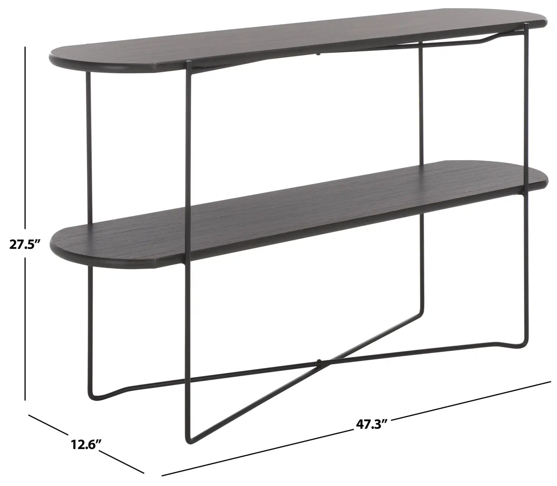 Marlee Console Table in Dark Gray Oak / Black, detail view