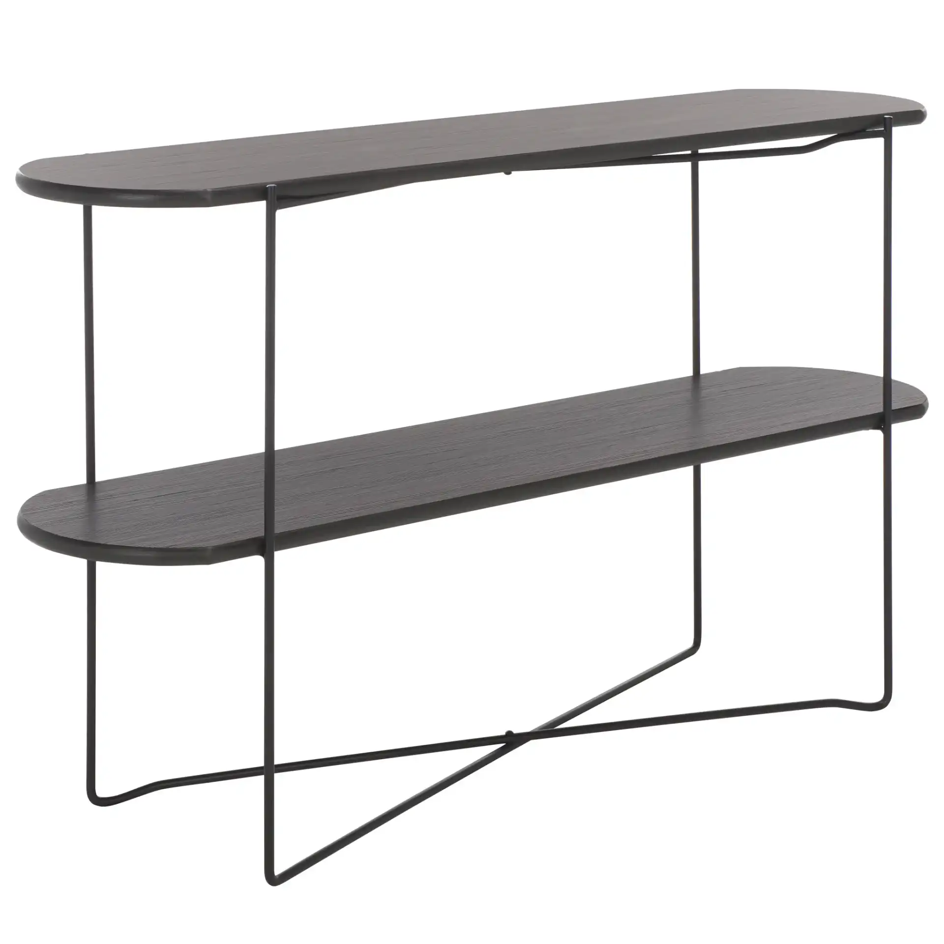 Marlee Console Table in Dark Gray Oak / Black, detail view