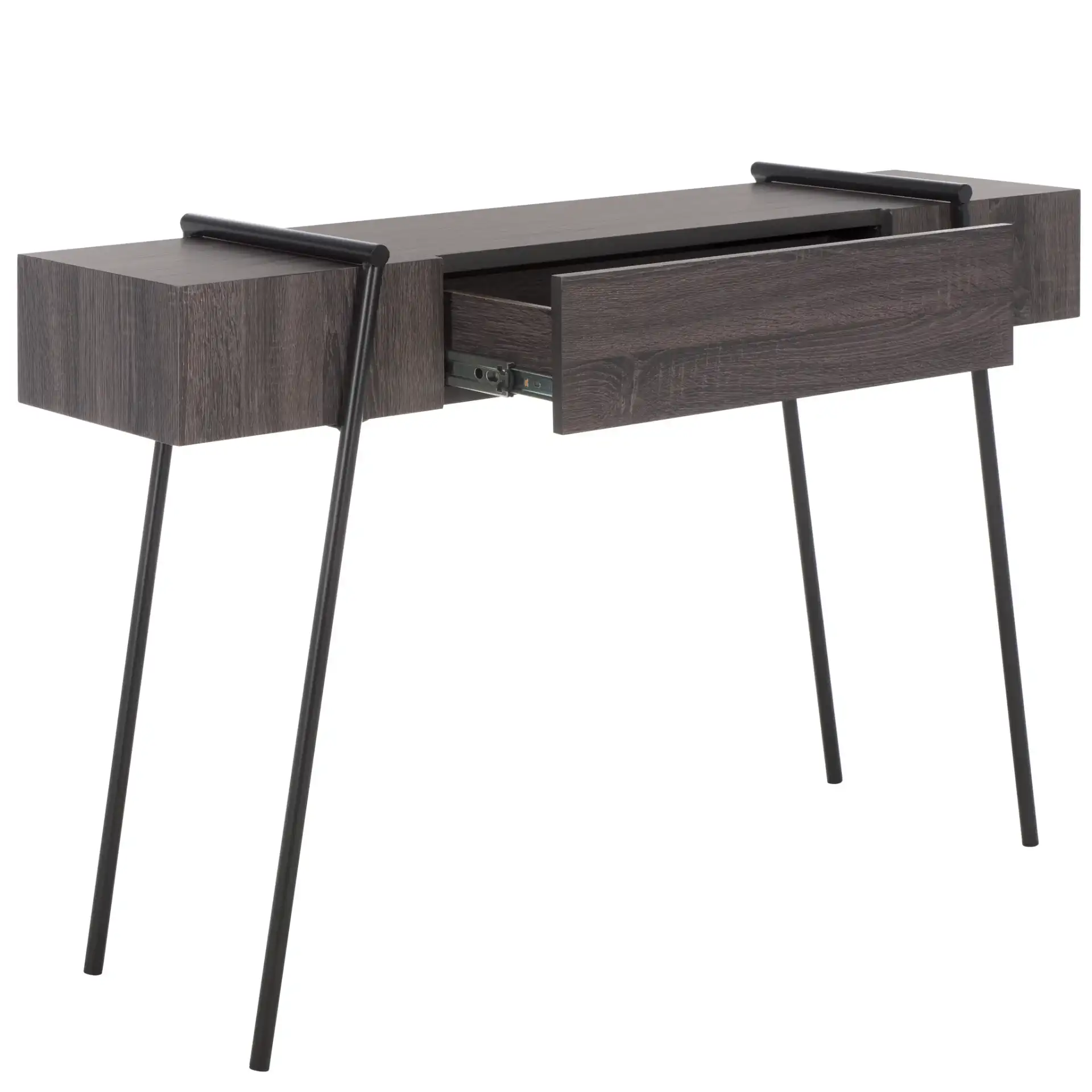 Margaux Console Table in Dark Gray Oak / Black, detail view