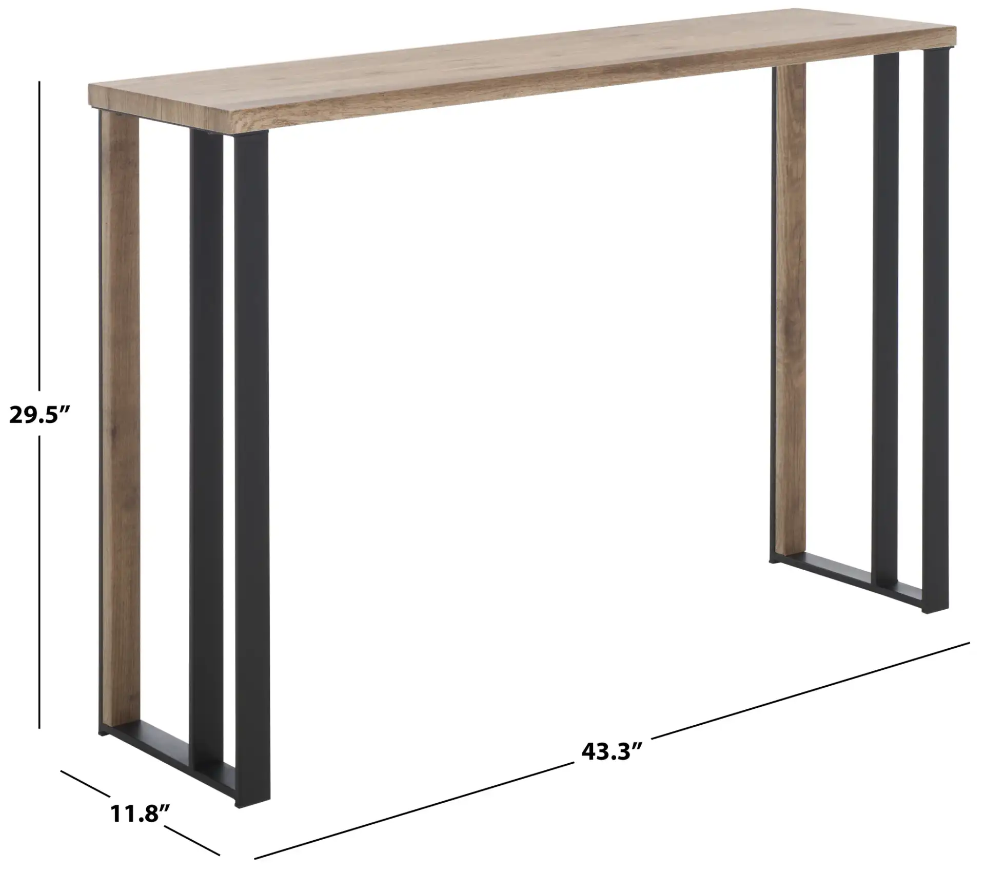 Carlino Console Table in Light Brown / Black, detail view