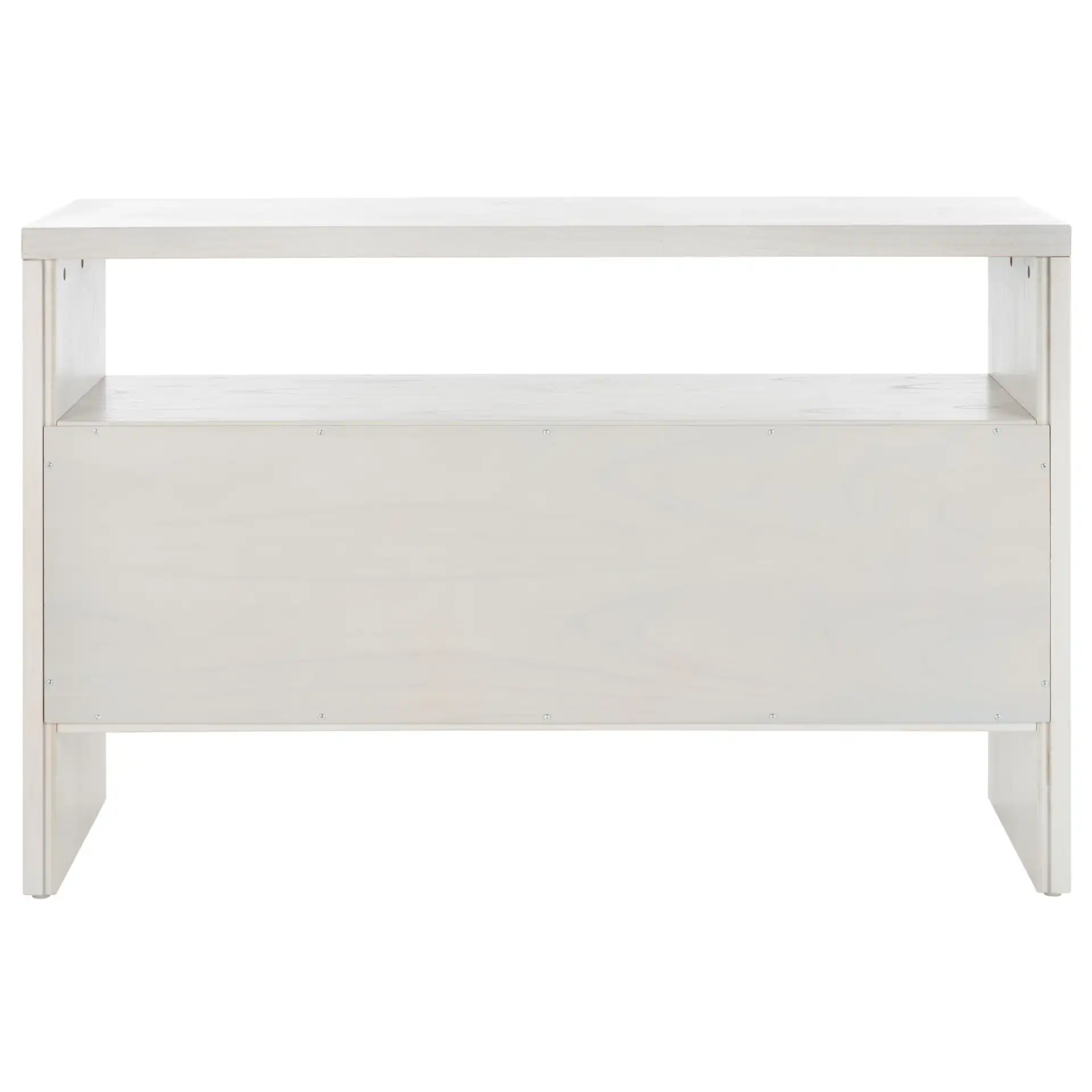 Zella Four-Door Console Table in White Washed, detail view