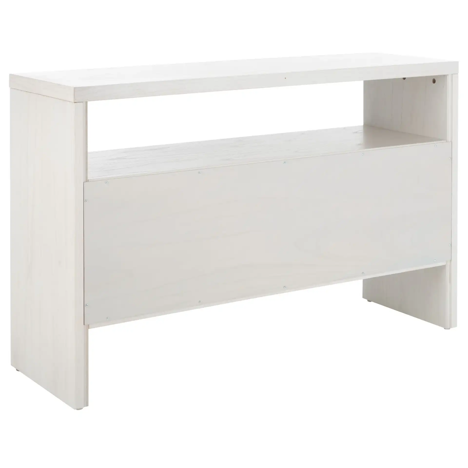 Zella Four-Door Console Table in White Washed, detail view