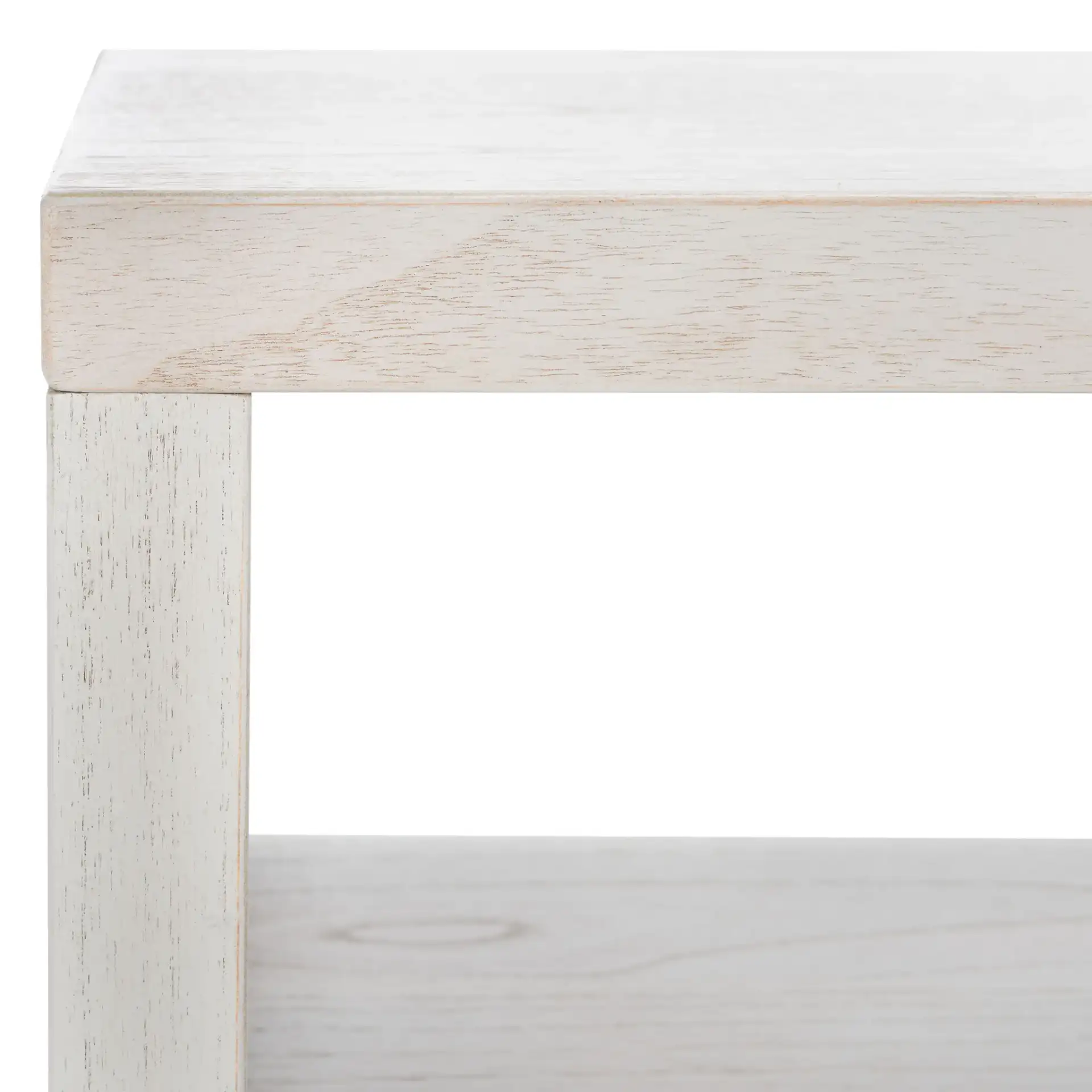 Zella Four-Door Console Table in White Washed in a styled room