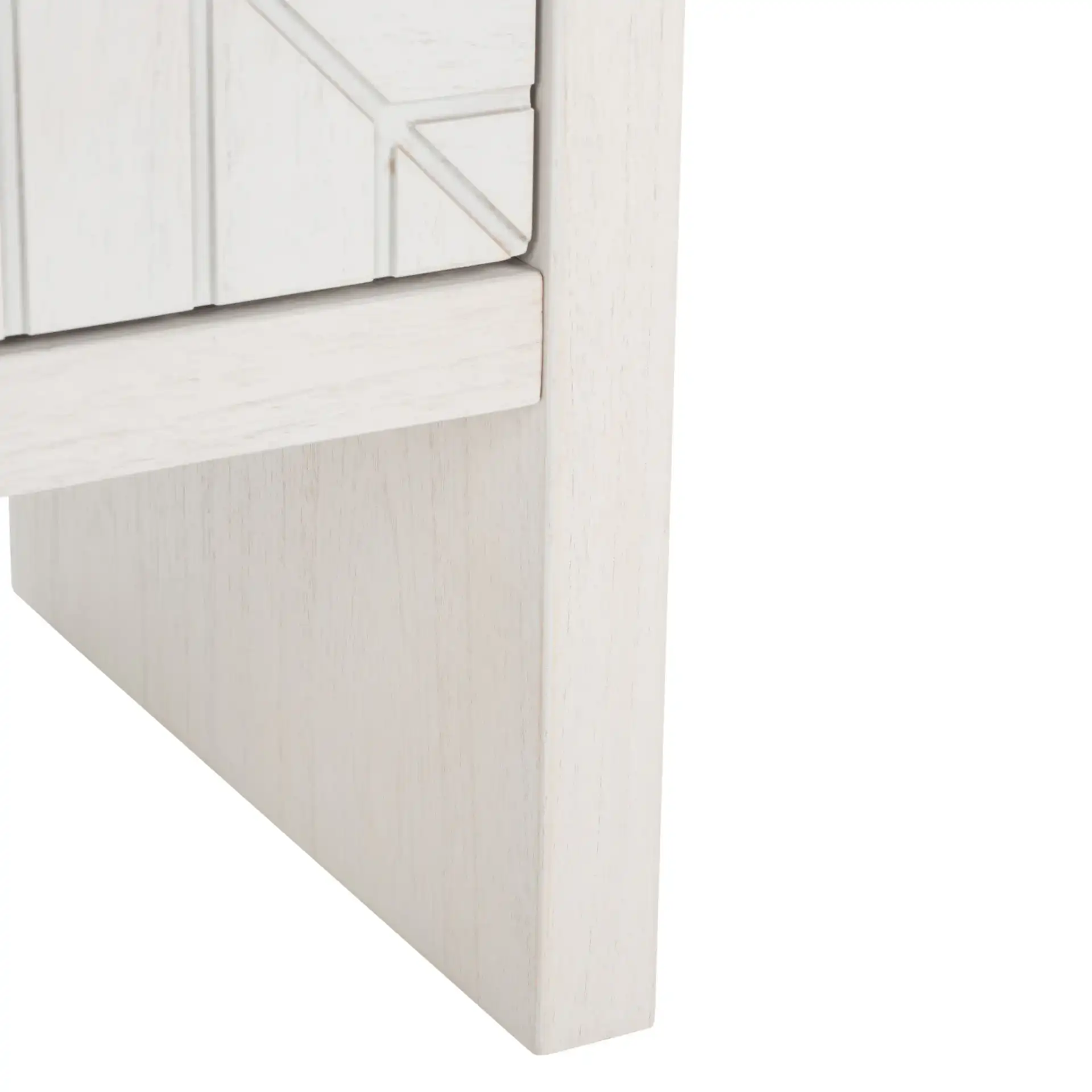 Zella Four-Door Console Table in White Washed, detail view