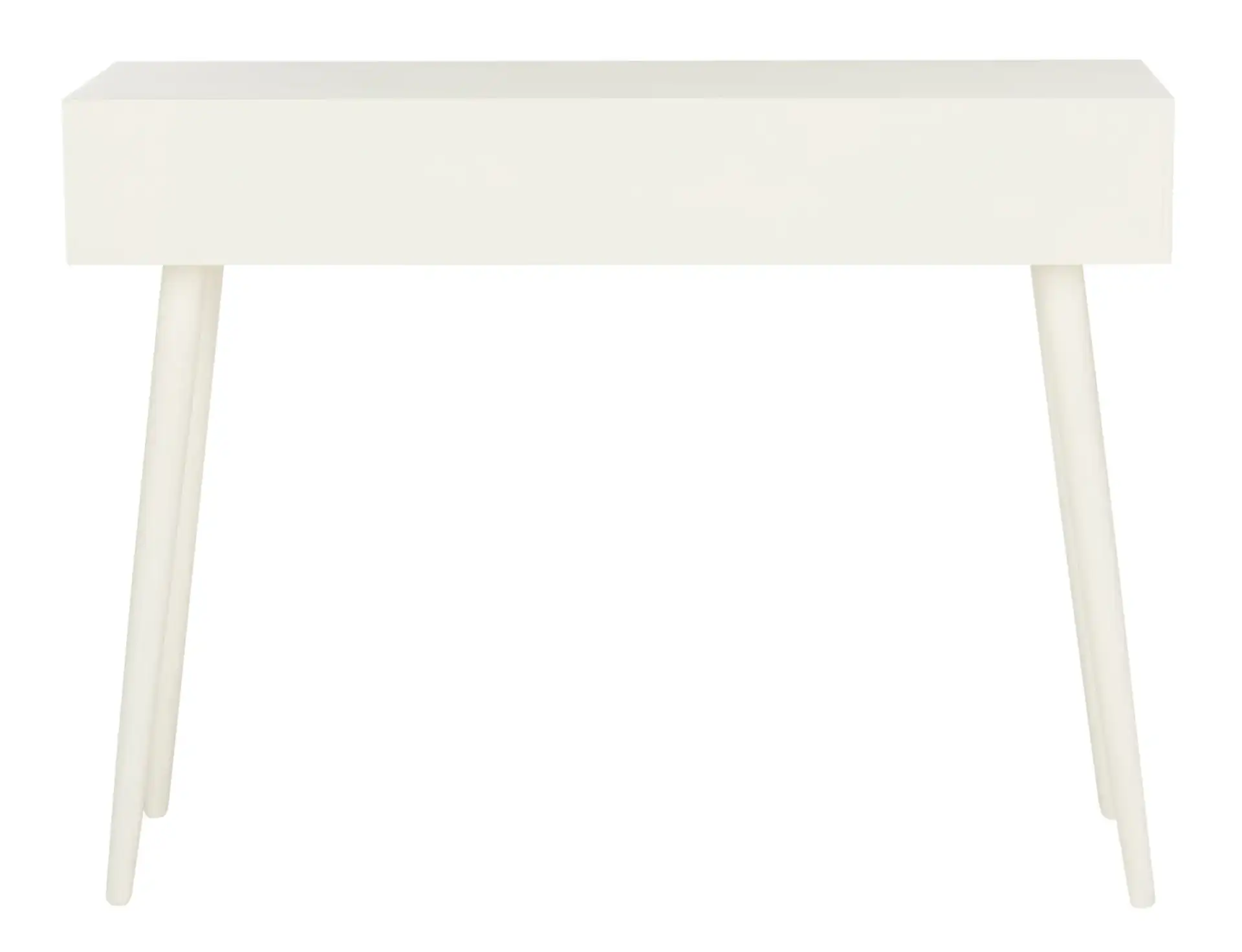 Albus Three-Drawer Console Table in Antique White, detail view