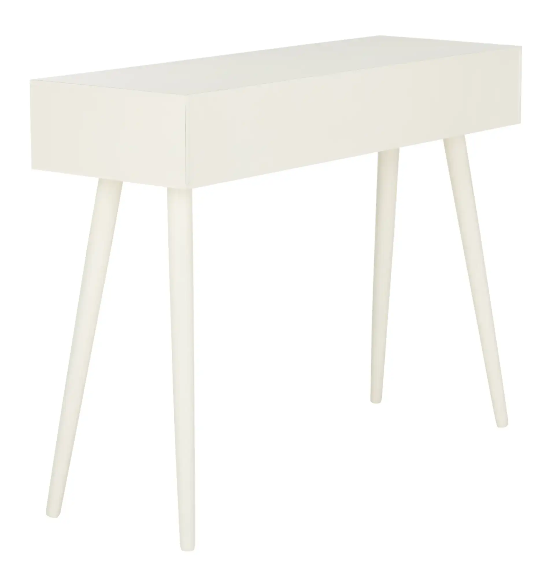 Albus Three-Drawer Console Table in Antique White, detail view