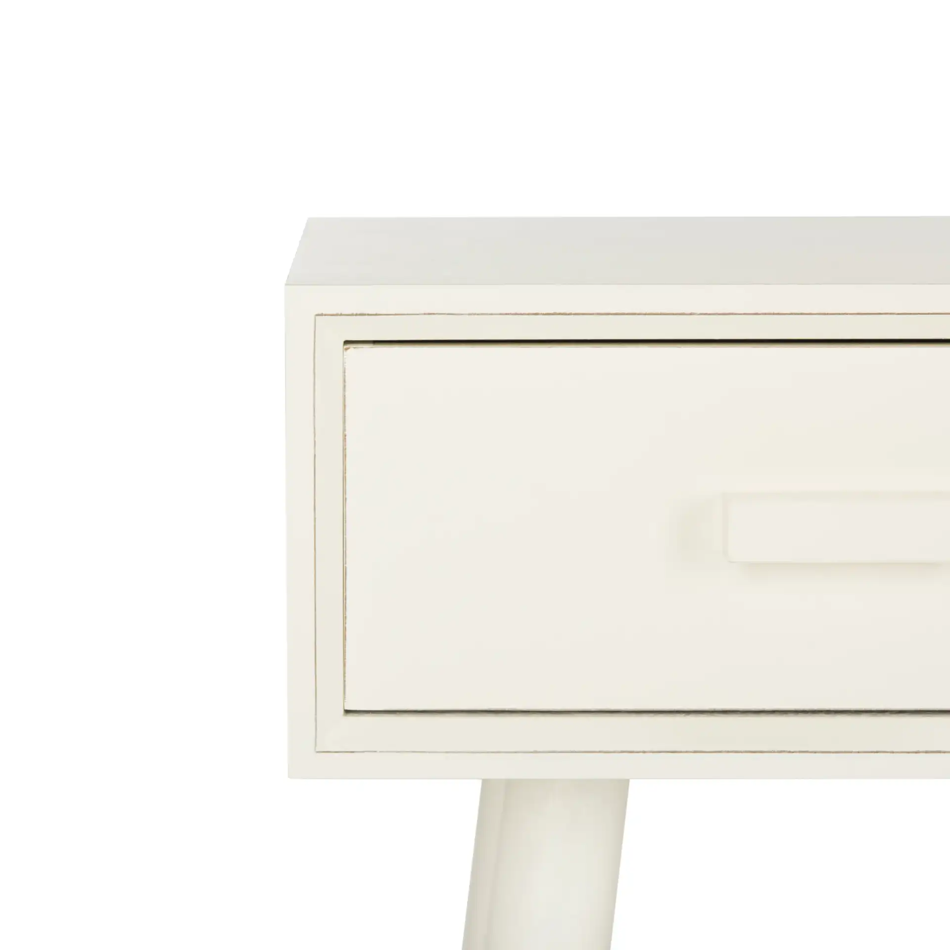 Albus Three-Drawer Console Table in Antique White in a styled room