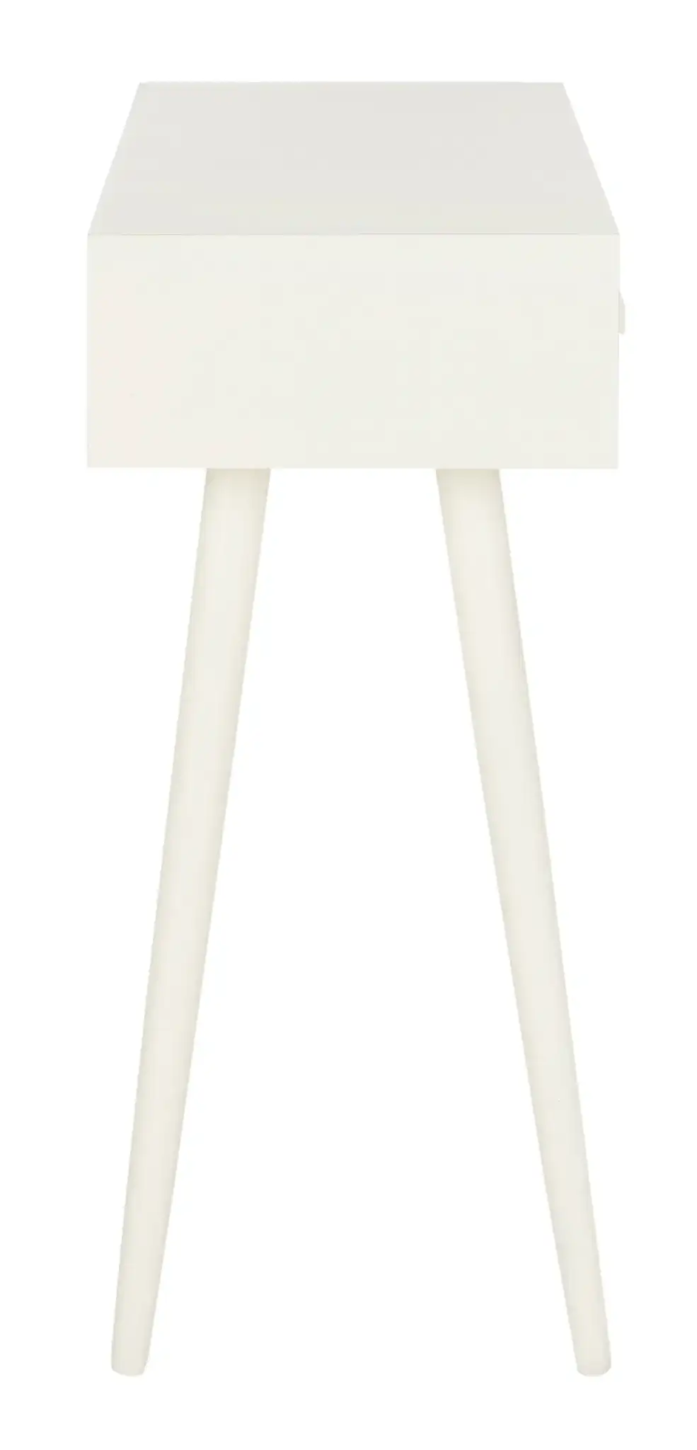 Albus Three-Drawer Console Table in Antique White, detail view