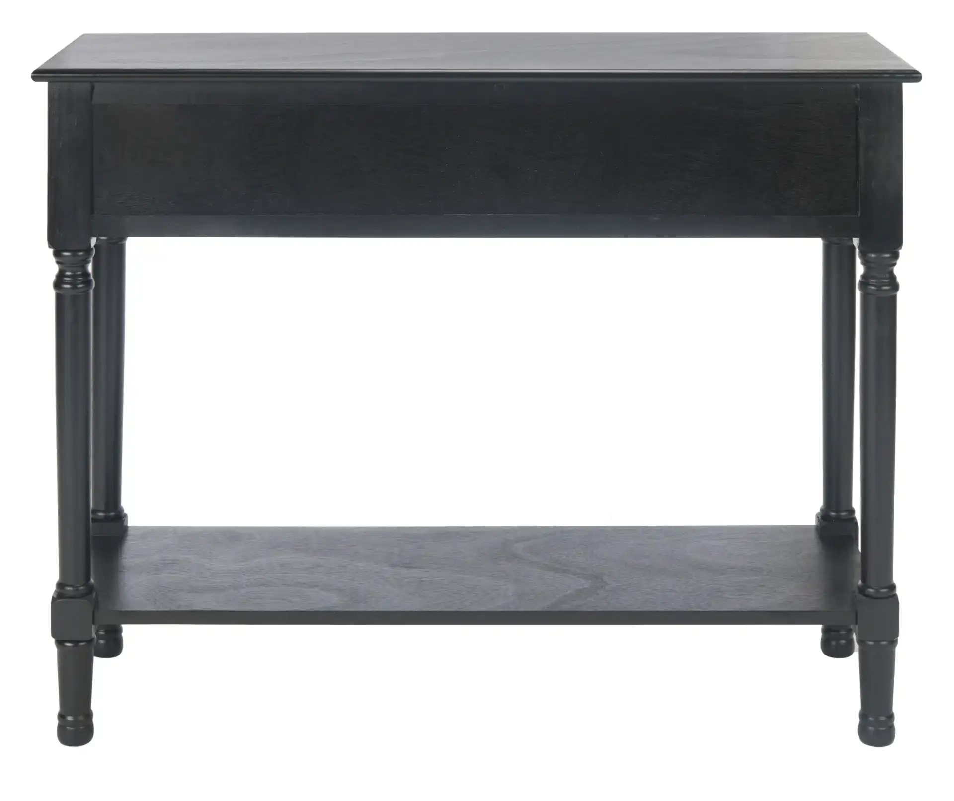 Haines Two-Drawer Console Table in Black, detail view