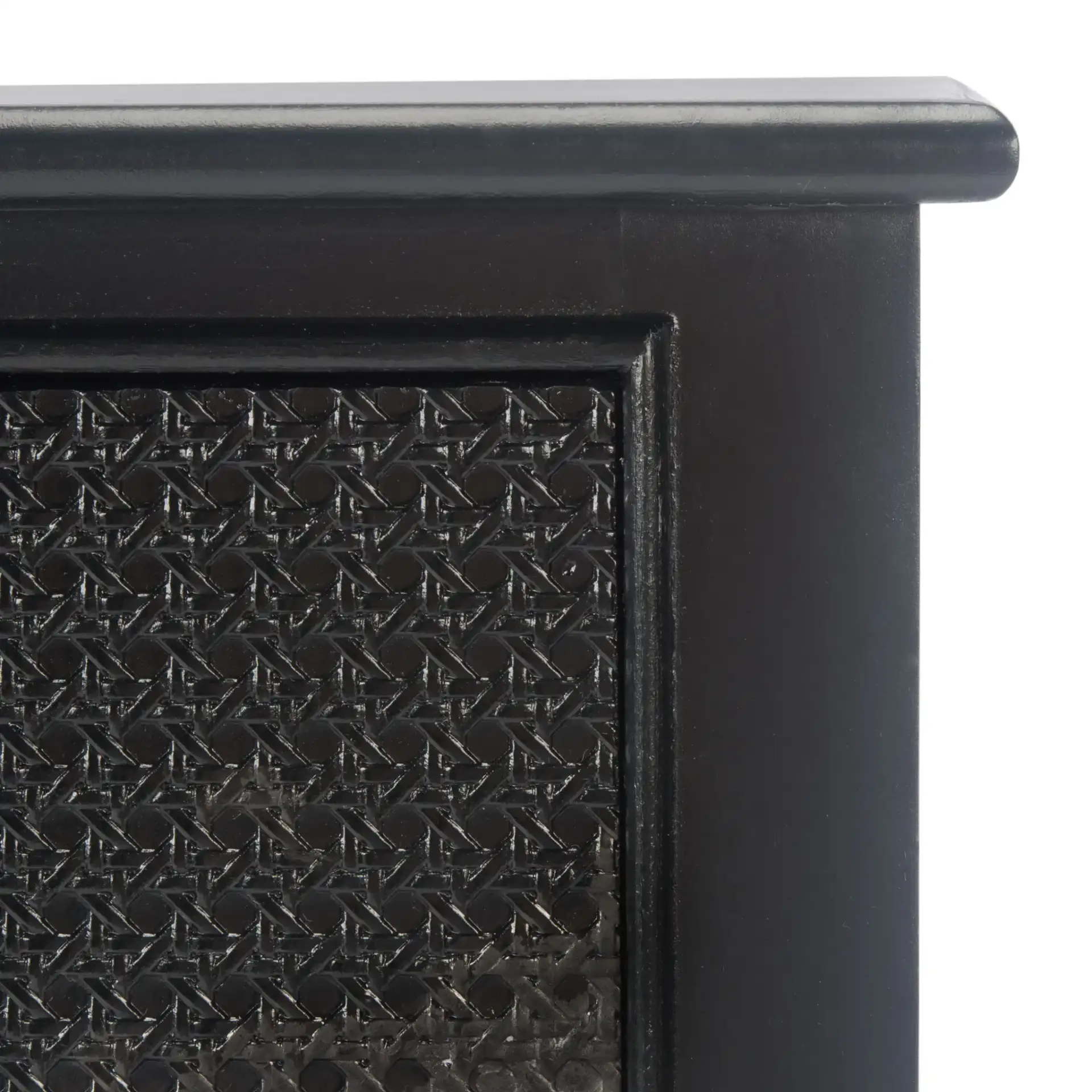 Haines Two-Drawer Console Table in Black in a styled room