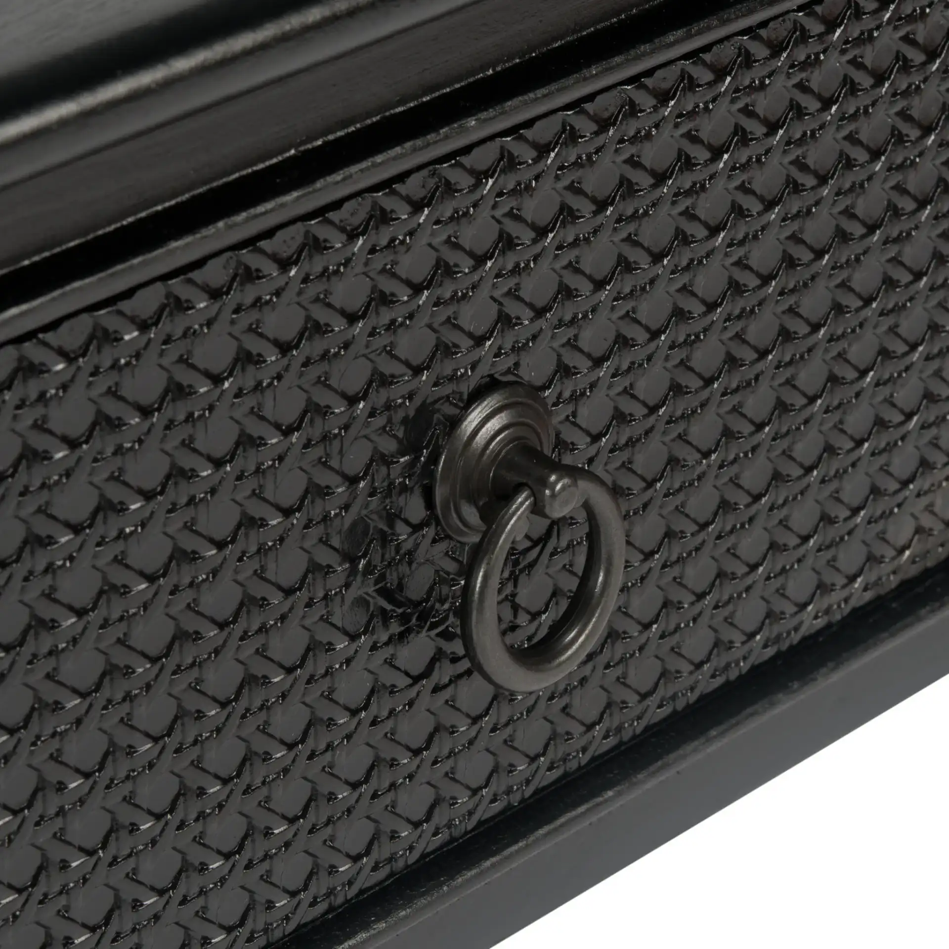 Haines Two-Drawer Console Table in Black in a styled room