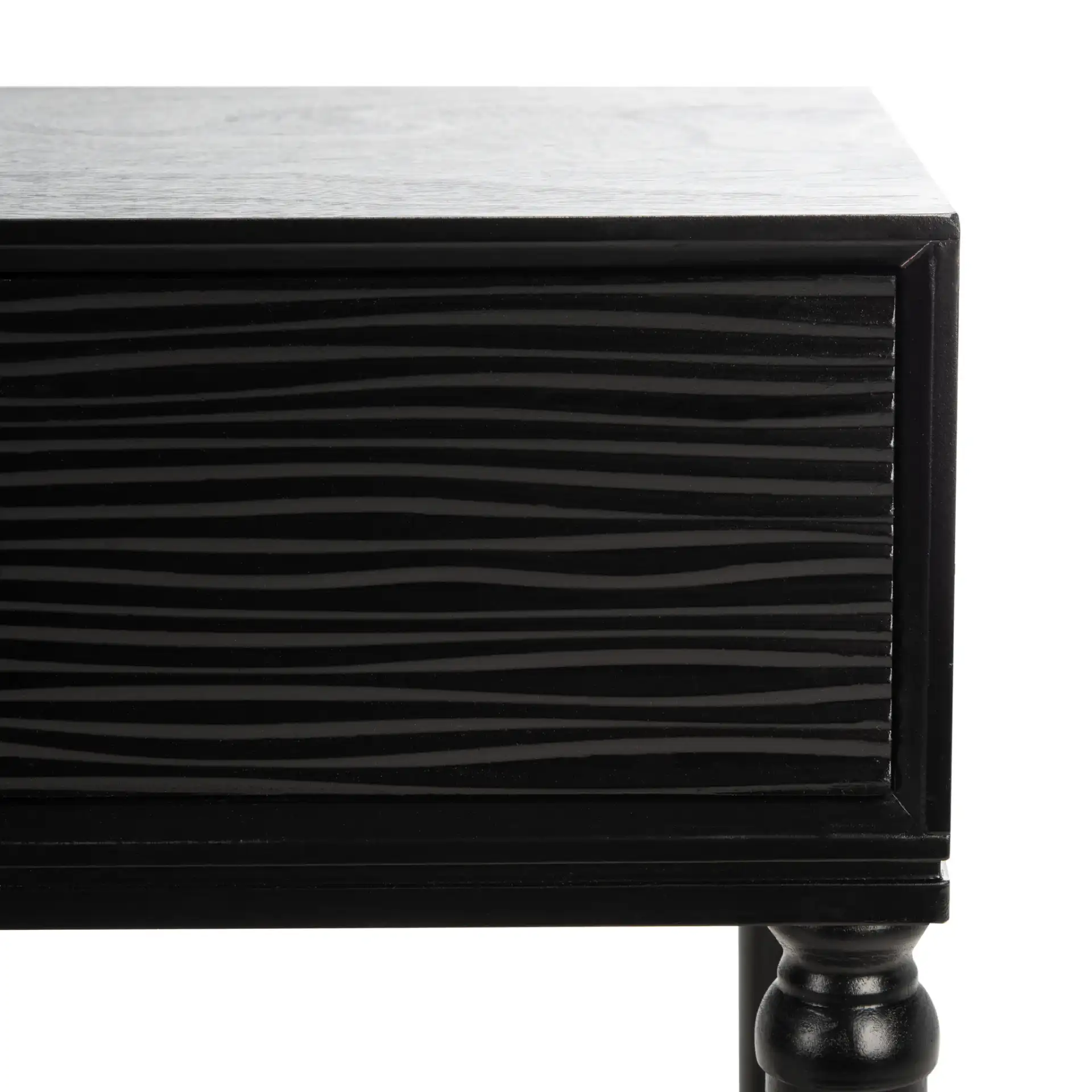 Aliyah Two-Drawer Console Table in Black in a styled room