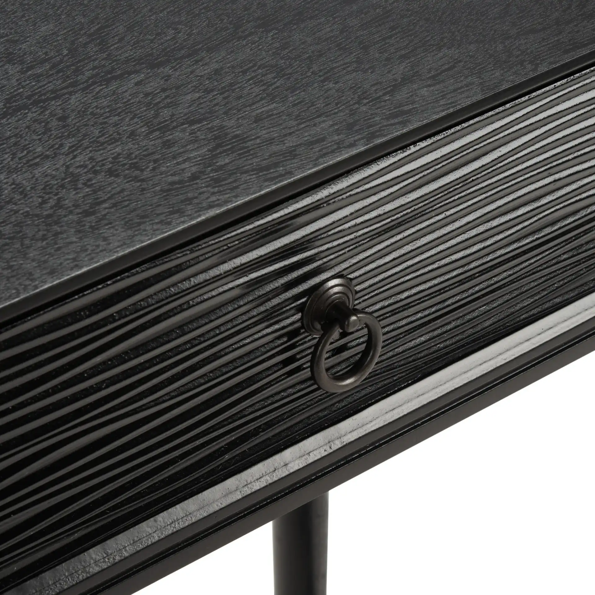 Aliyah Two-Drawer Console Table in Black in a styled room