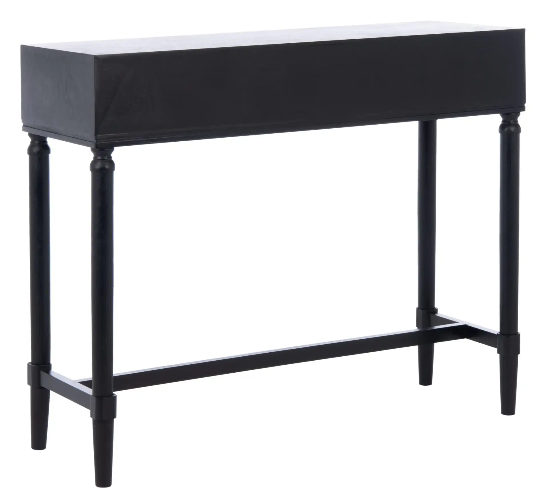 Estella Two-Drawer Console Table in Black, detail view