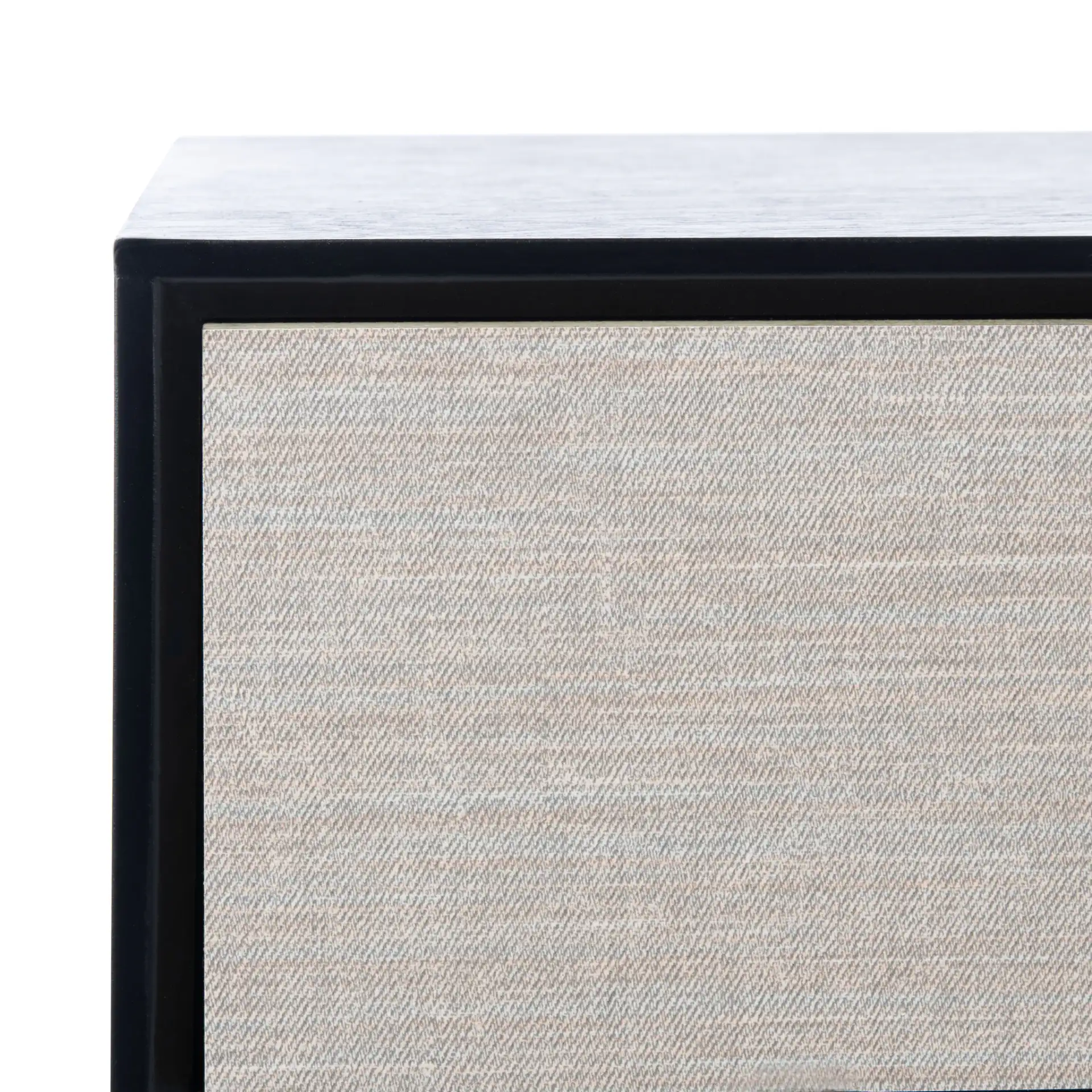 Estella Two-Drawer Console Table in Black in a styled room