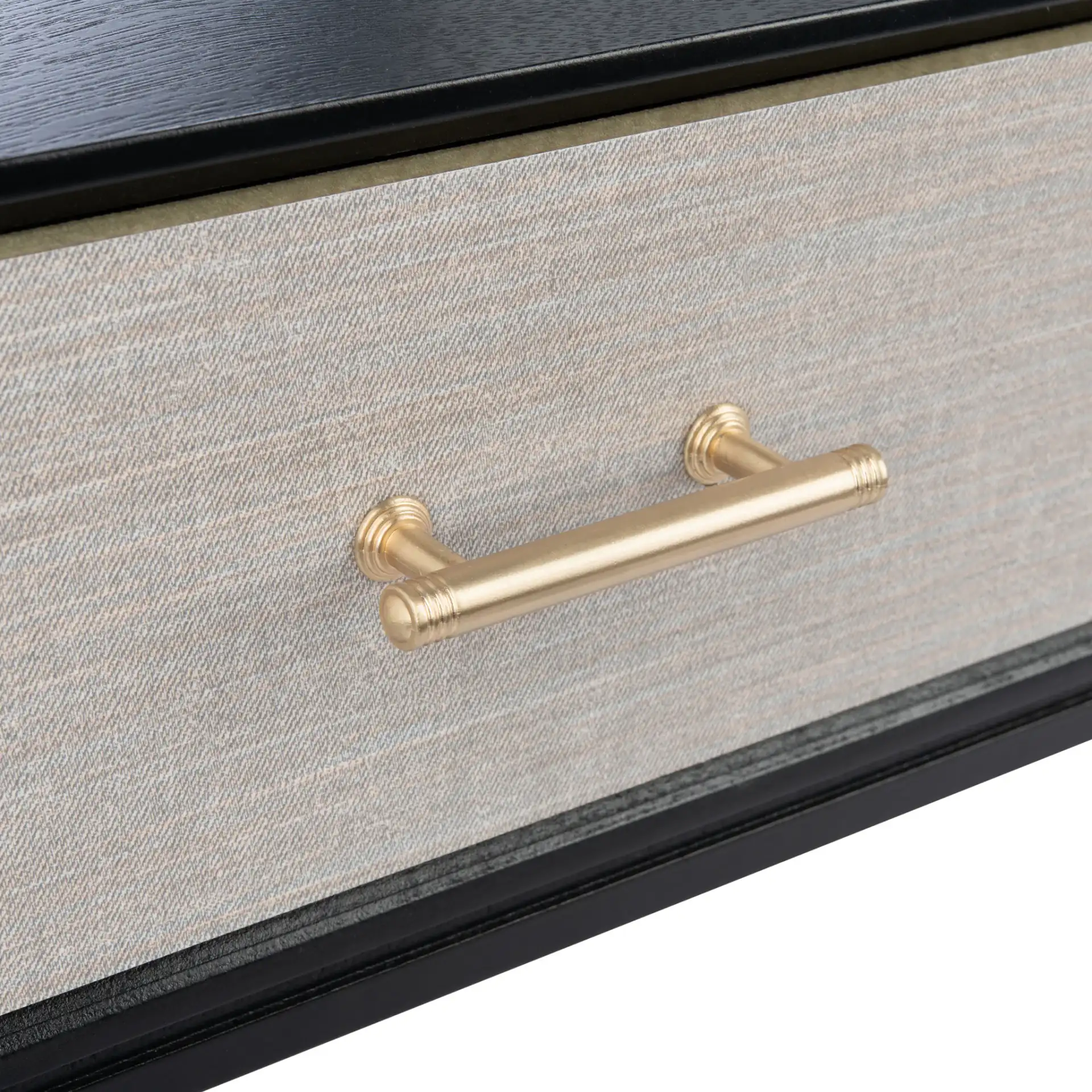 Estella Two-Drawer Console Table in Black in a styled room