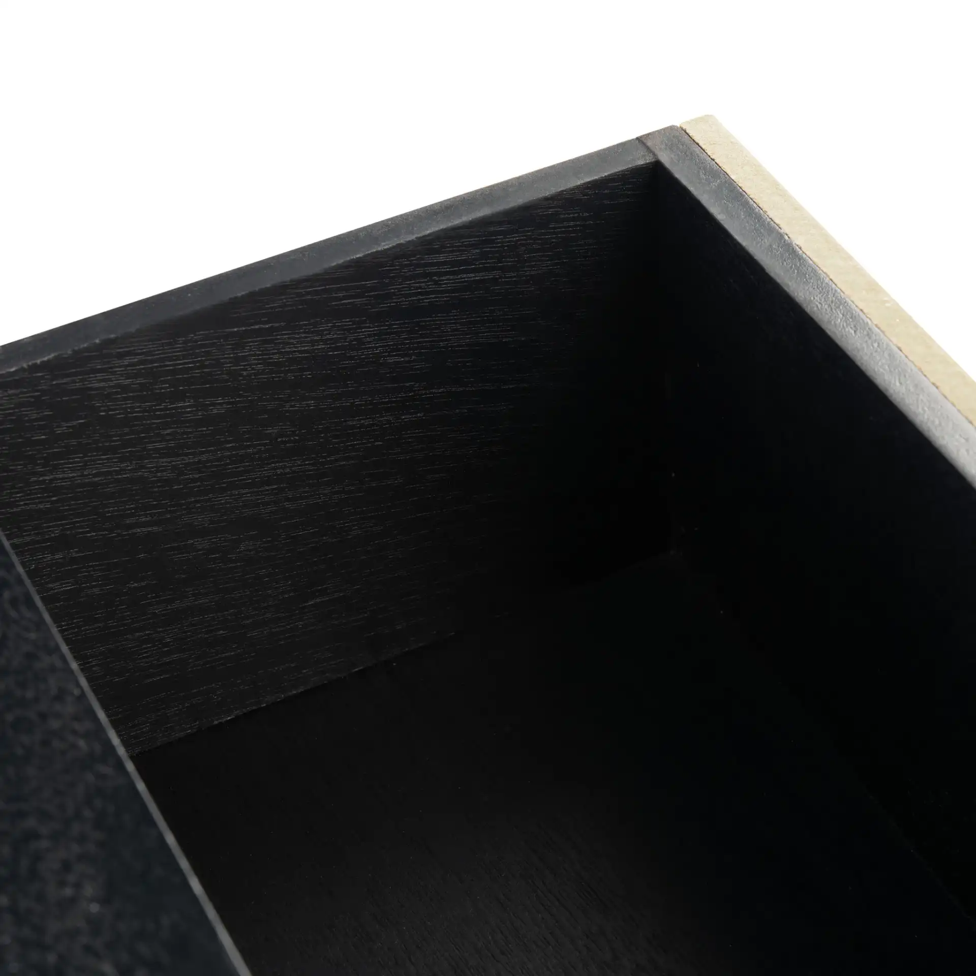 Estella Two-Drawer Console Table in Black in a styled room