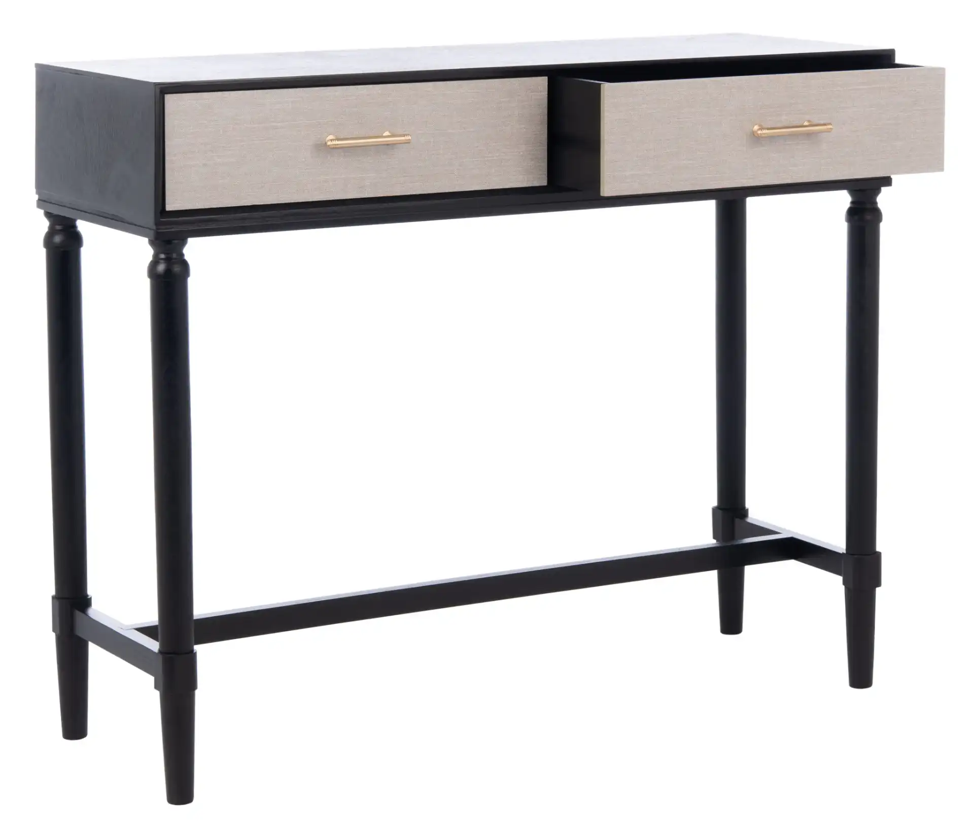 Estella Two-Drawer Console Table in Black, detail view
