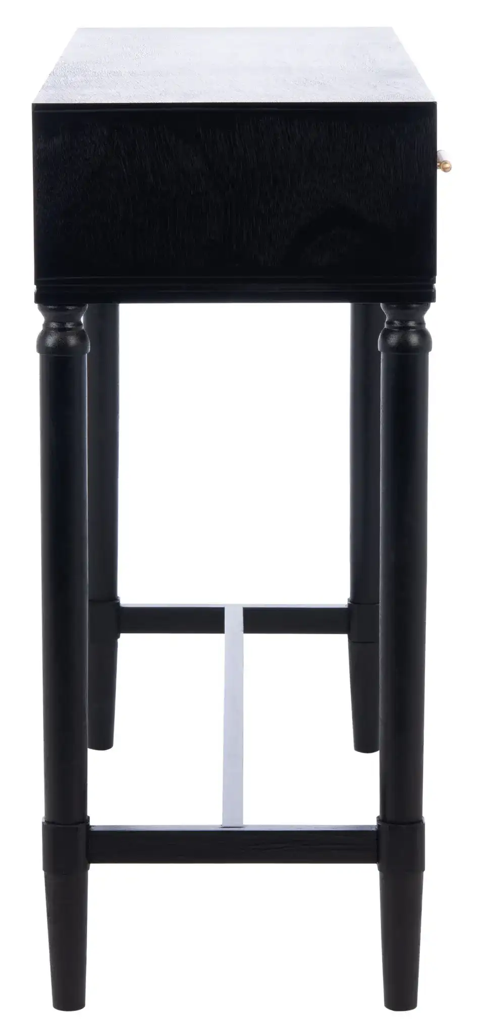 Estella Two-Drawer Console Table in Black, detail view