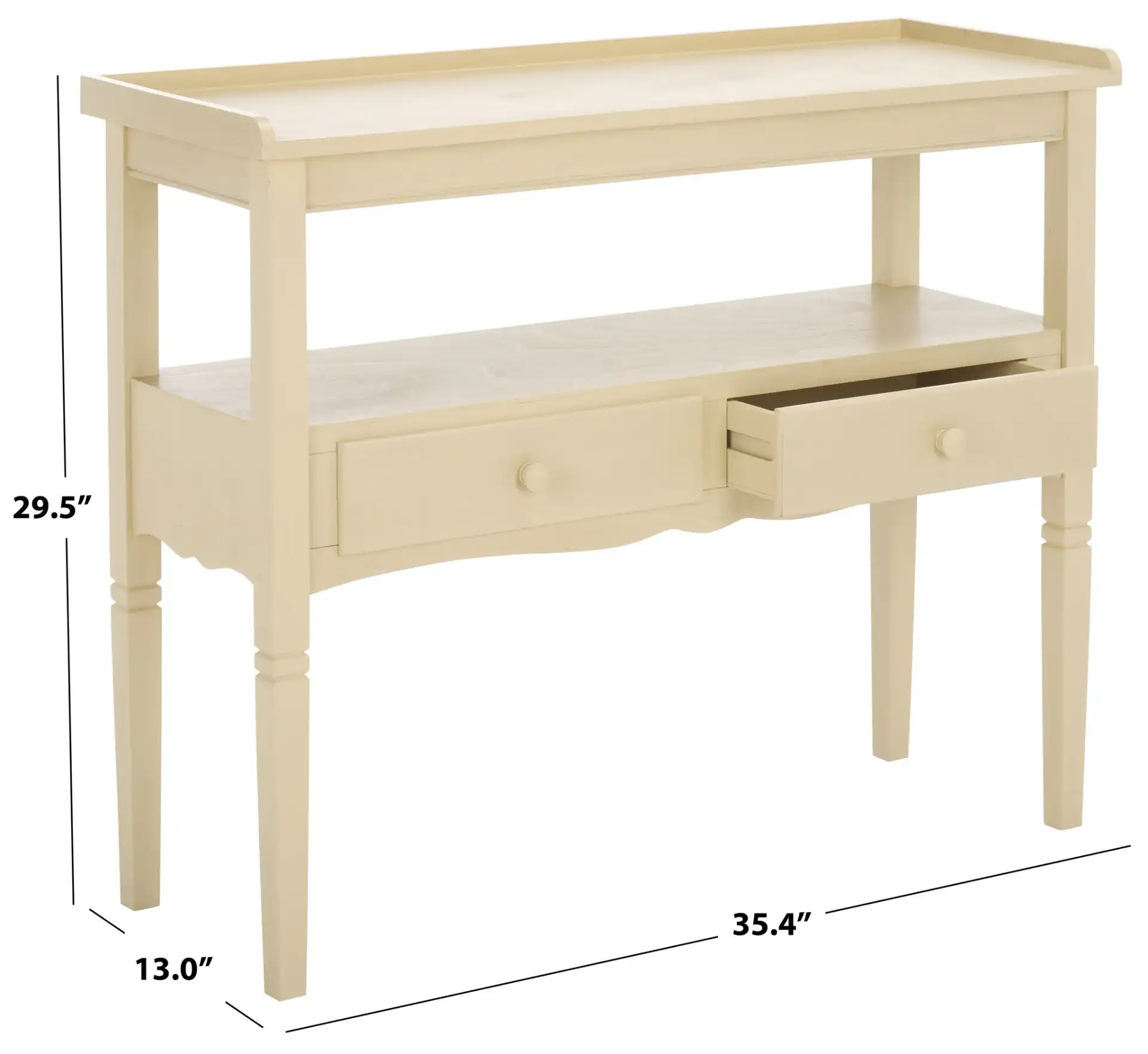 Araminta One-Drawer Console in Sand, detail view