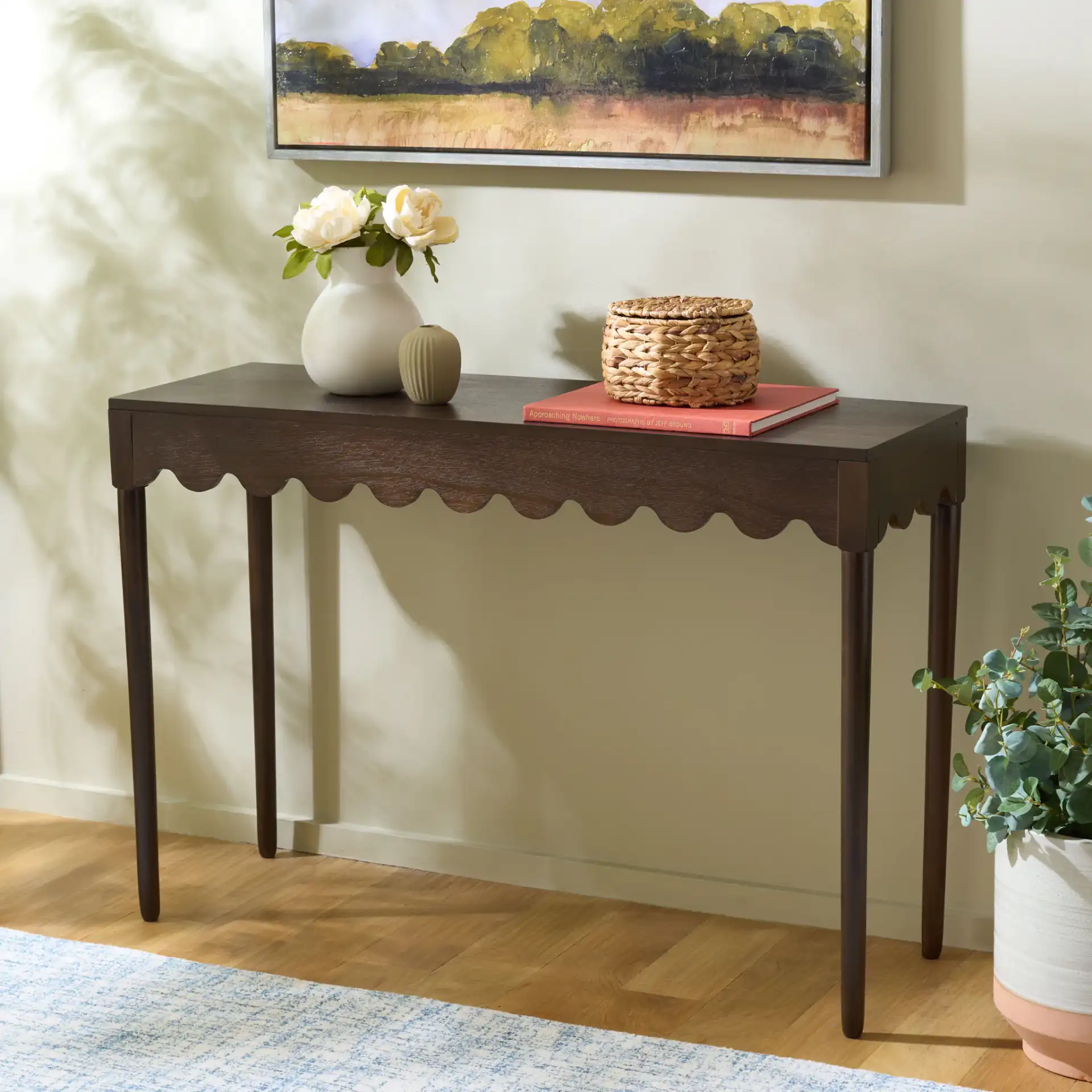 Neha Console Table in Dark Chocolate in a styled room