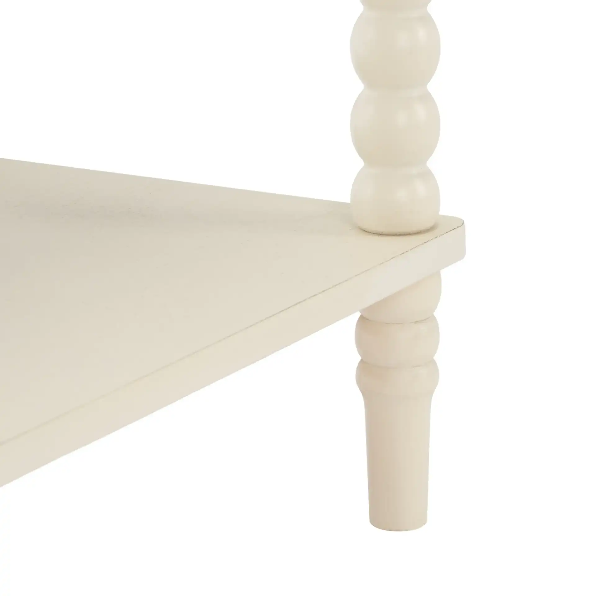Orbis 2 Drawer Console in Distressed White, detail view