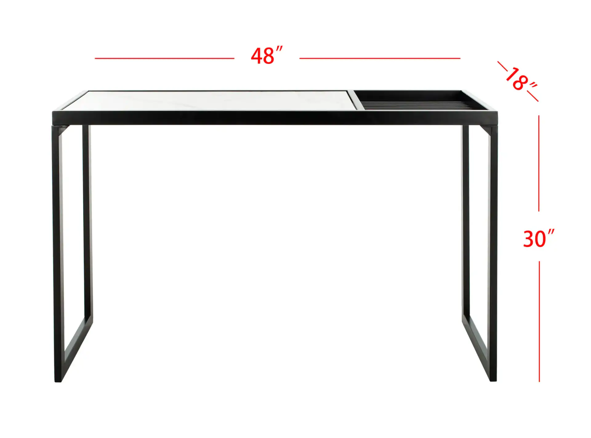Zuri Console Table in White Marble / Matte Black, detail view