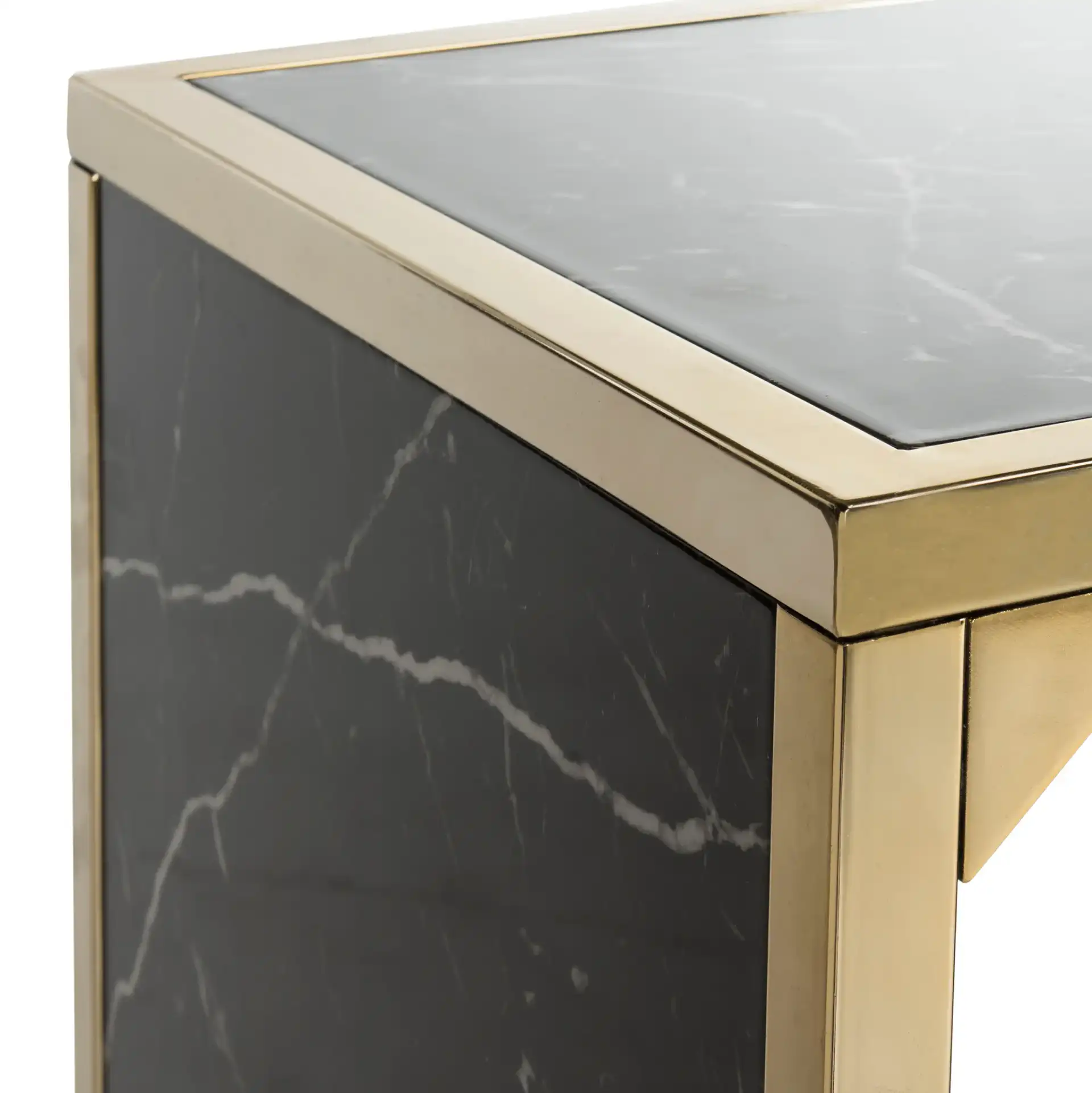 Kylie Console Table in Black Marble / Brass in a styled room