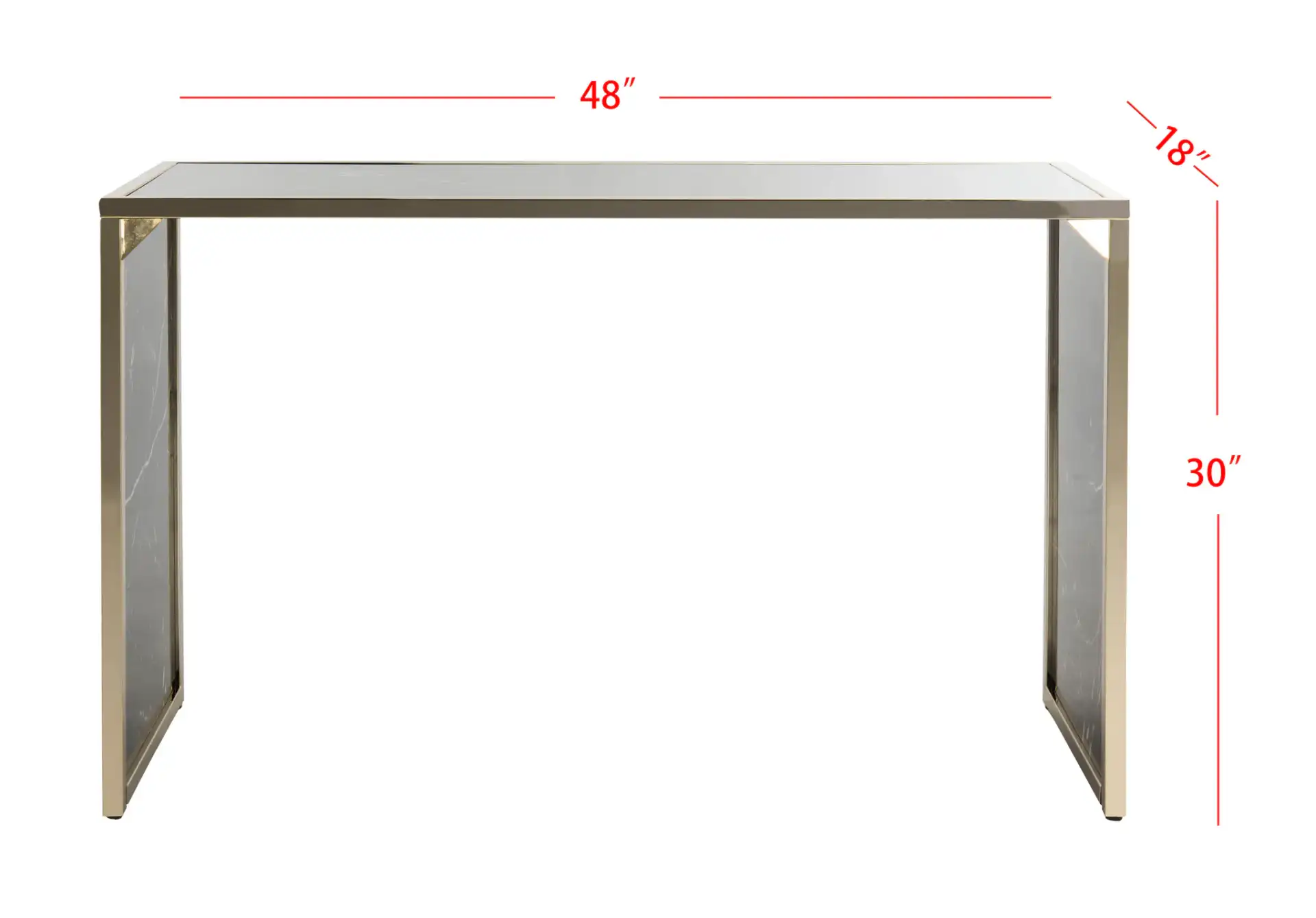 Kylie Console Table in Black Marble / Brass, detail view