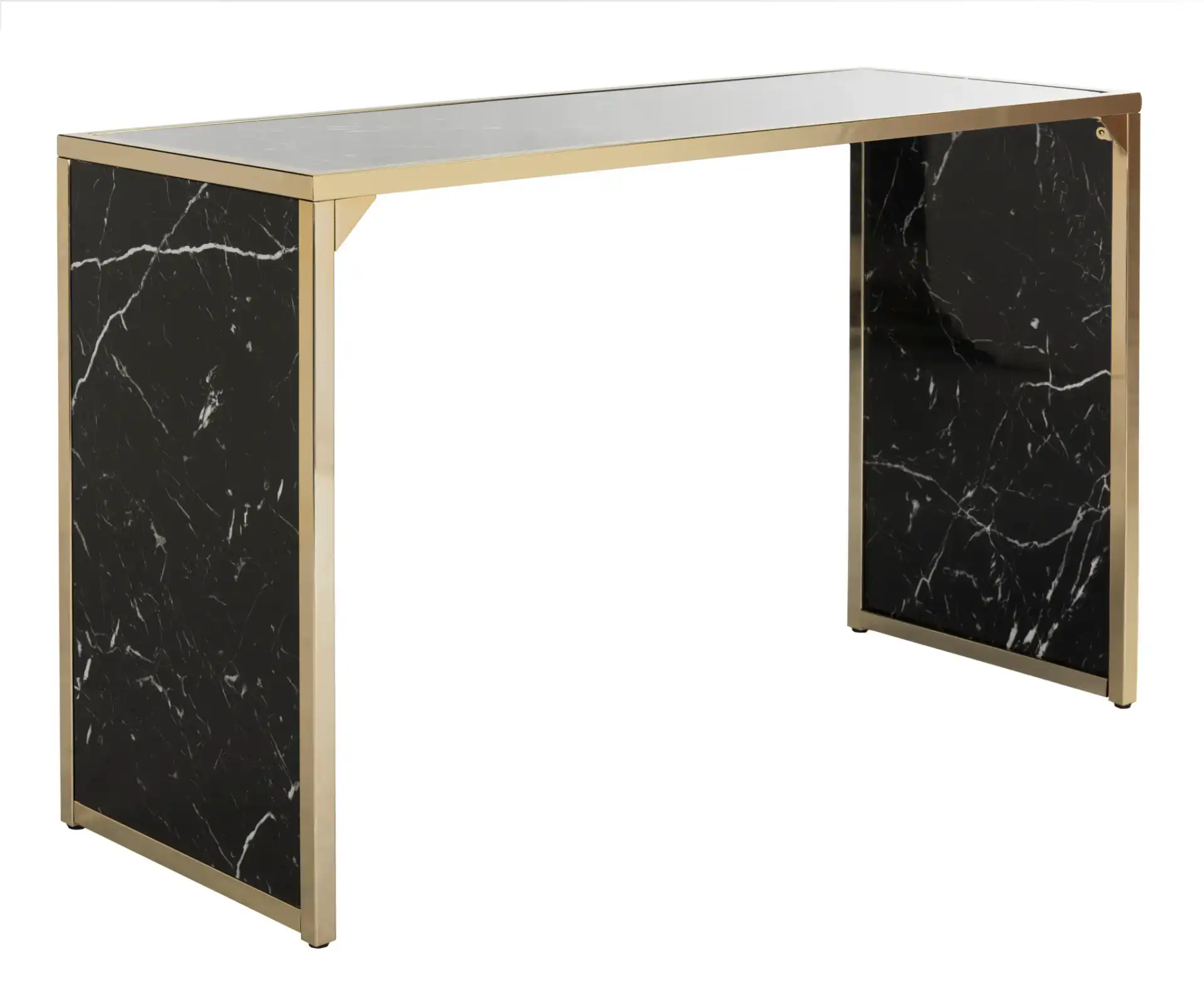 Kylie Console Table in Black Marble / Brass, detail view