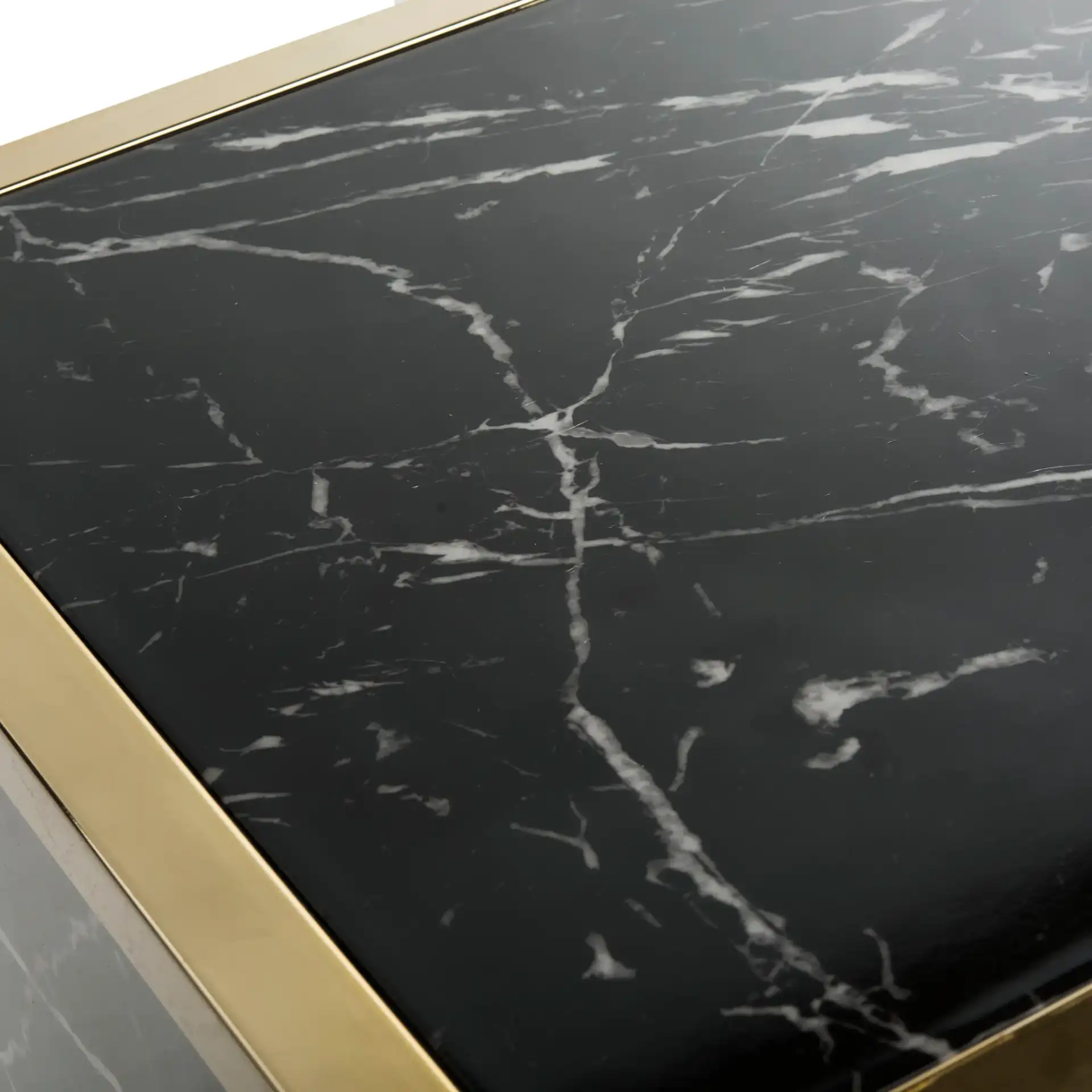 Kylie Console Table in Black Marble / Brass, detail view