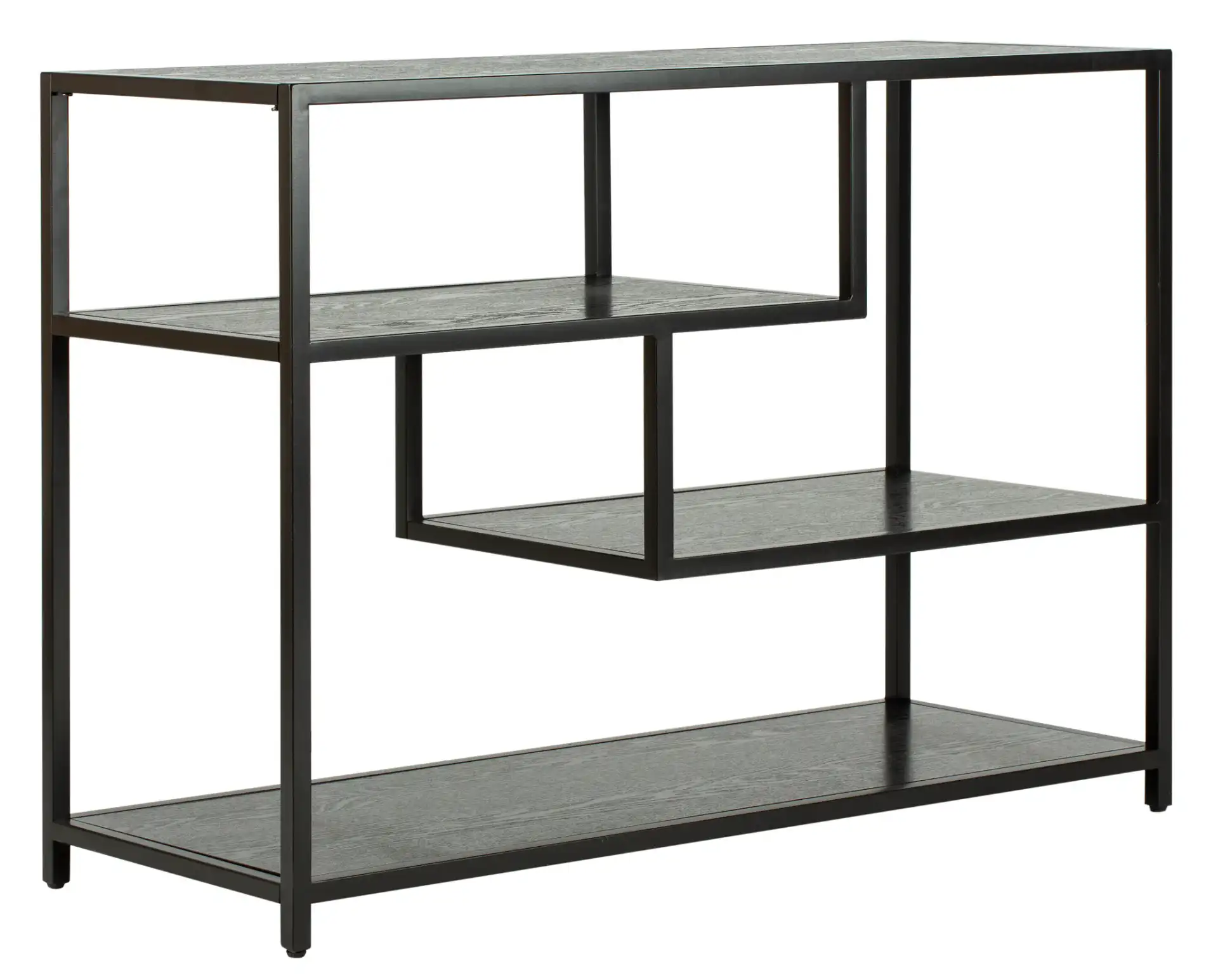 Reese Geometric Console Table in Walnut / Gold, detail view