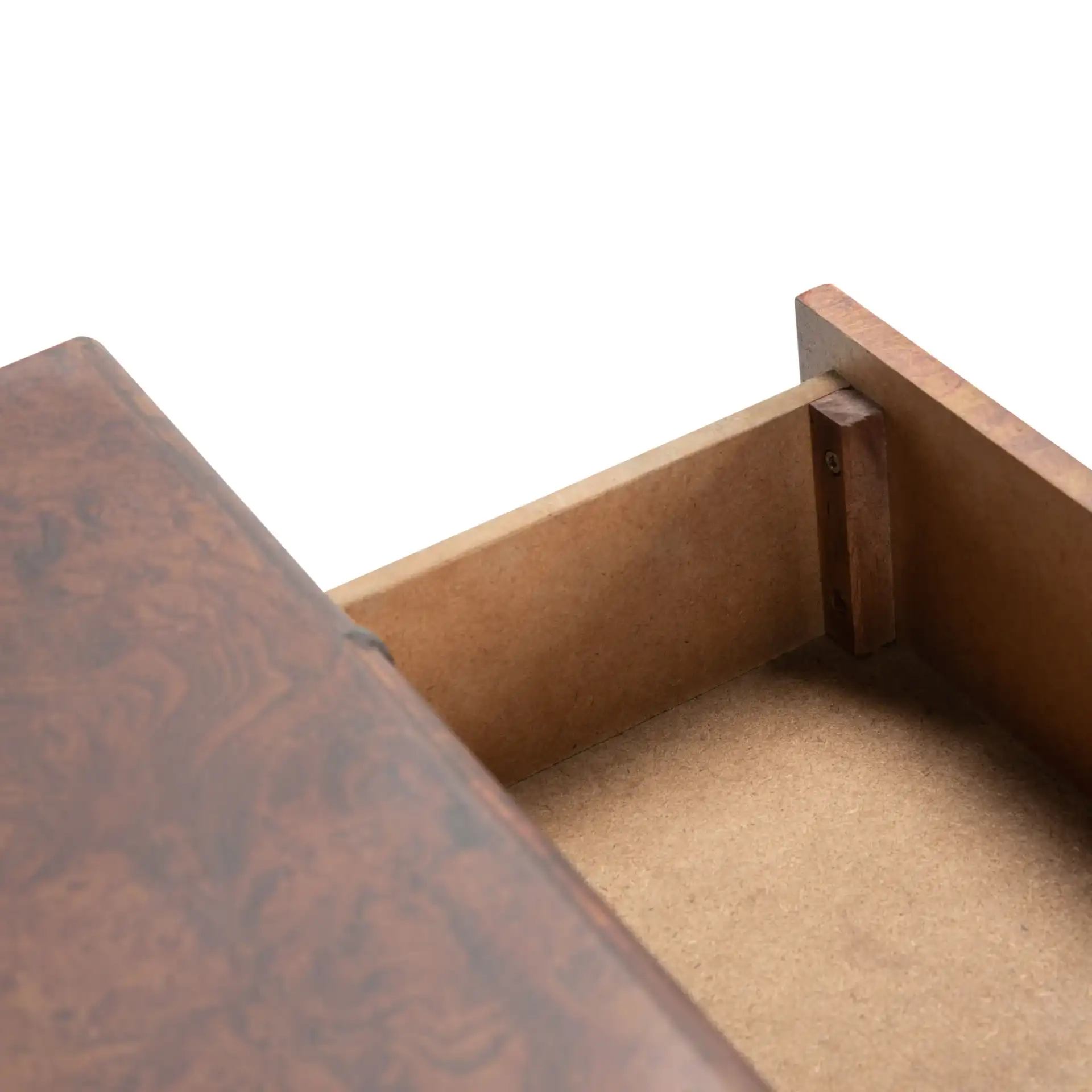 Tudor Two-Drawer One-Shelf Console Table in Dark Brown / Gold in a styled room