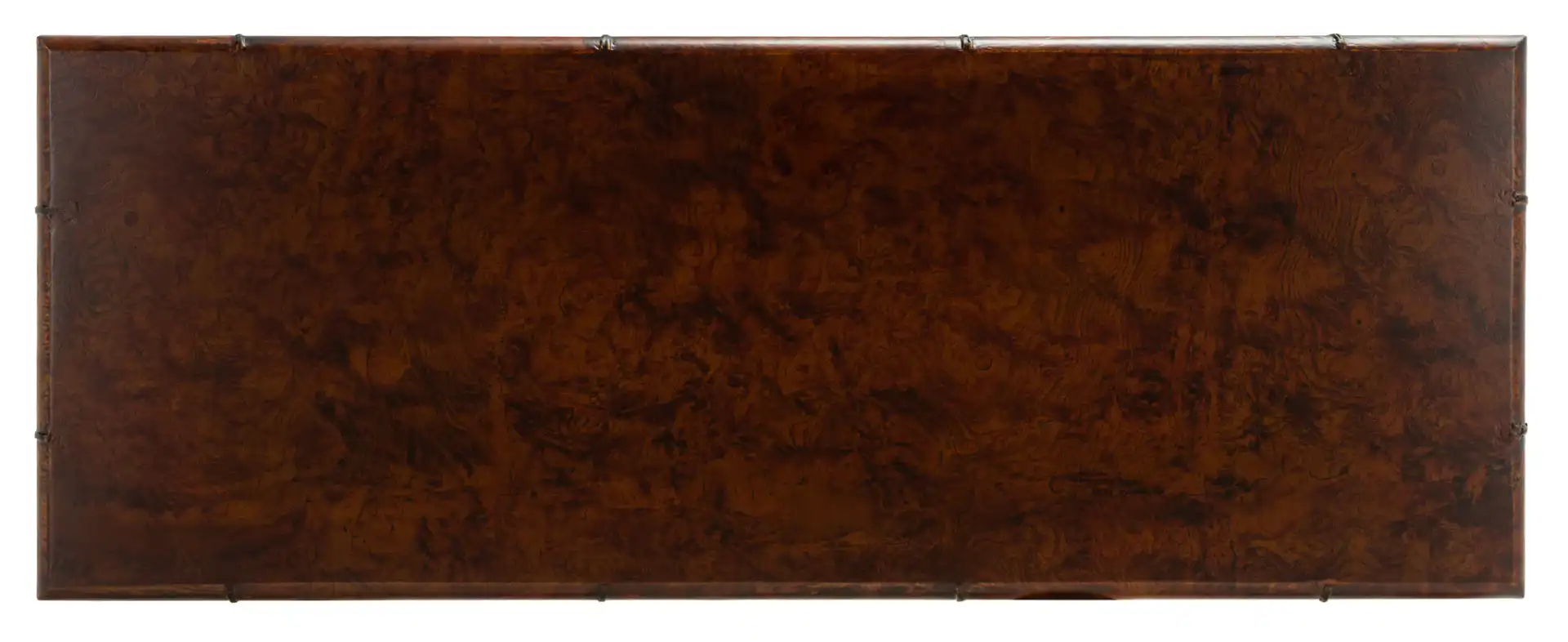 Tudor Two-Shelf Console Table in Dark Brown / Gold, detail view
